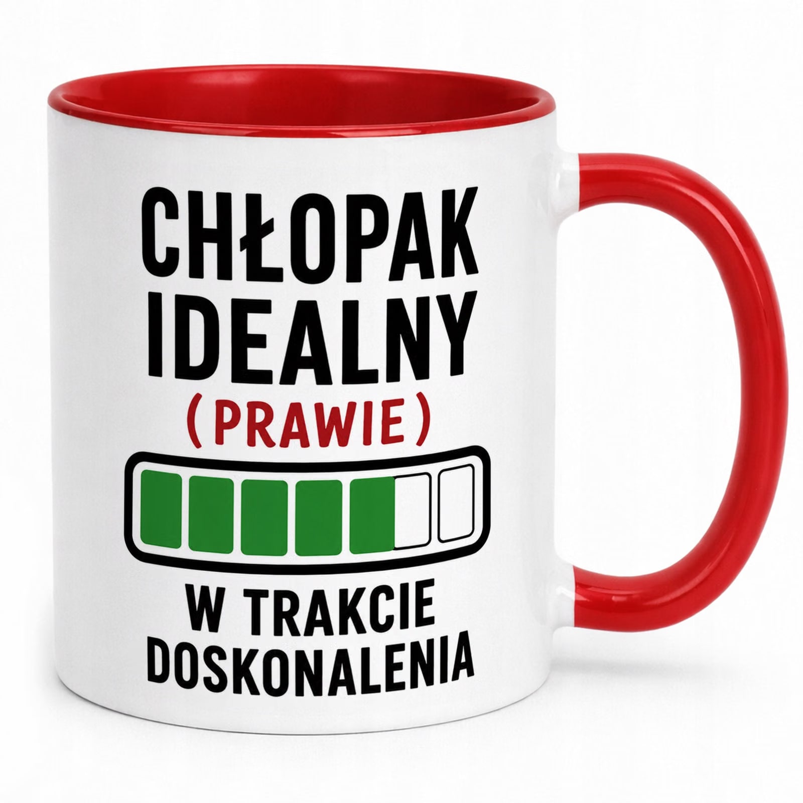 Czerwony Kubek z nadrukiem Dzień Chłopaka Mężczyzny Upominek Prezent