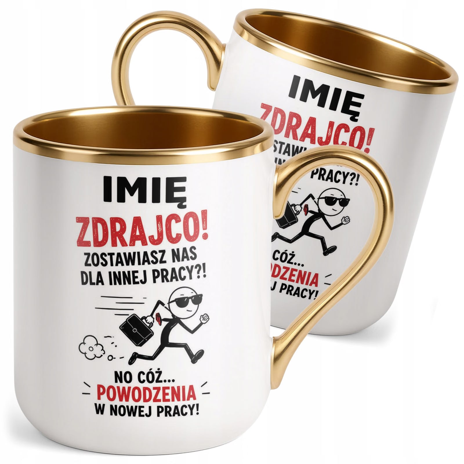Kubek Personalizowany z nadrukiem Premium Złoty Odejście z Pracy