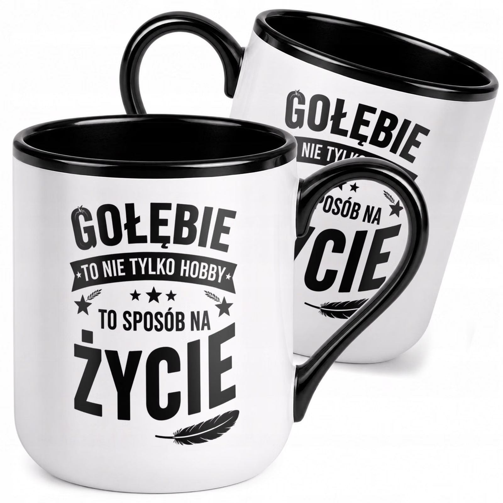 Kubek z nadrukiem Premium Czarny Dla Gołębiarza Hodowca Gołębi Prezent
