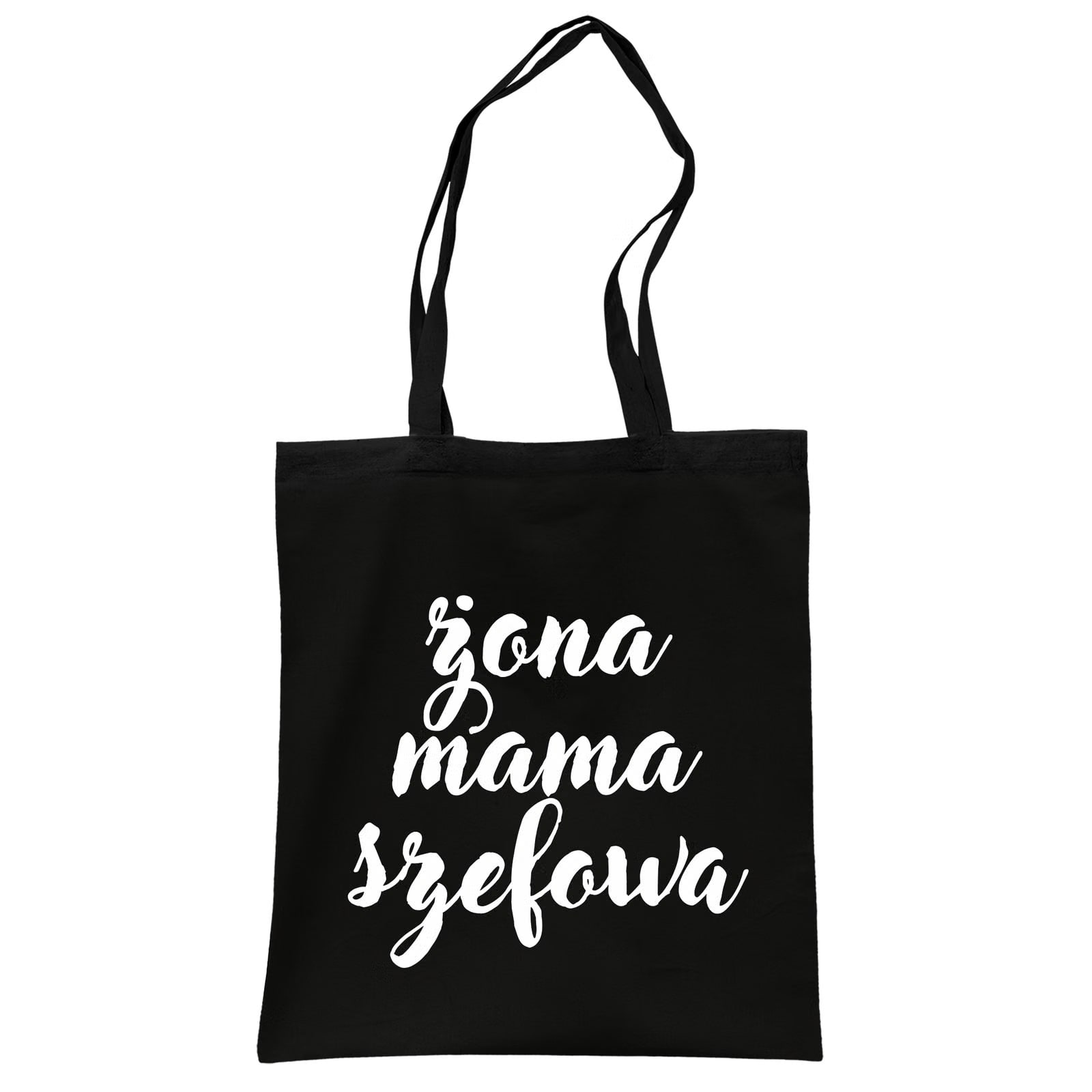 Torba bawełniana czarna na zakupy Żona Mama Szefowa Dzień Mamy Kobiet