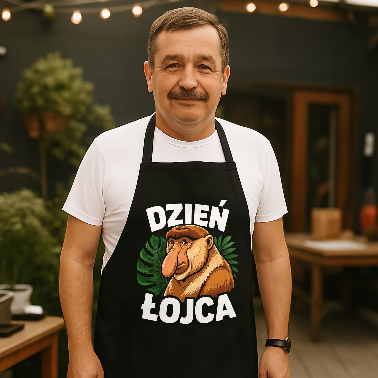 Prezent na Dzień Ojca fartuch czarny dla taty praktyczny miły upominek