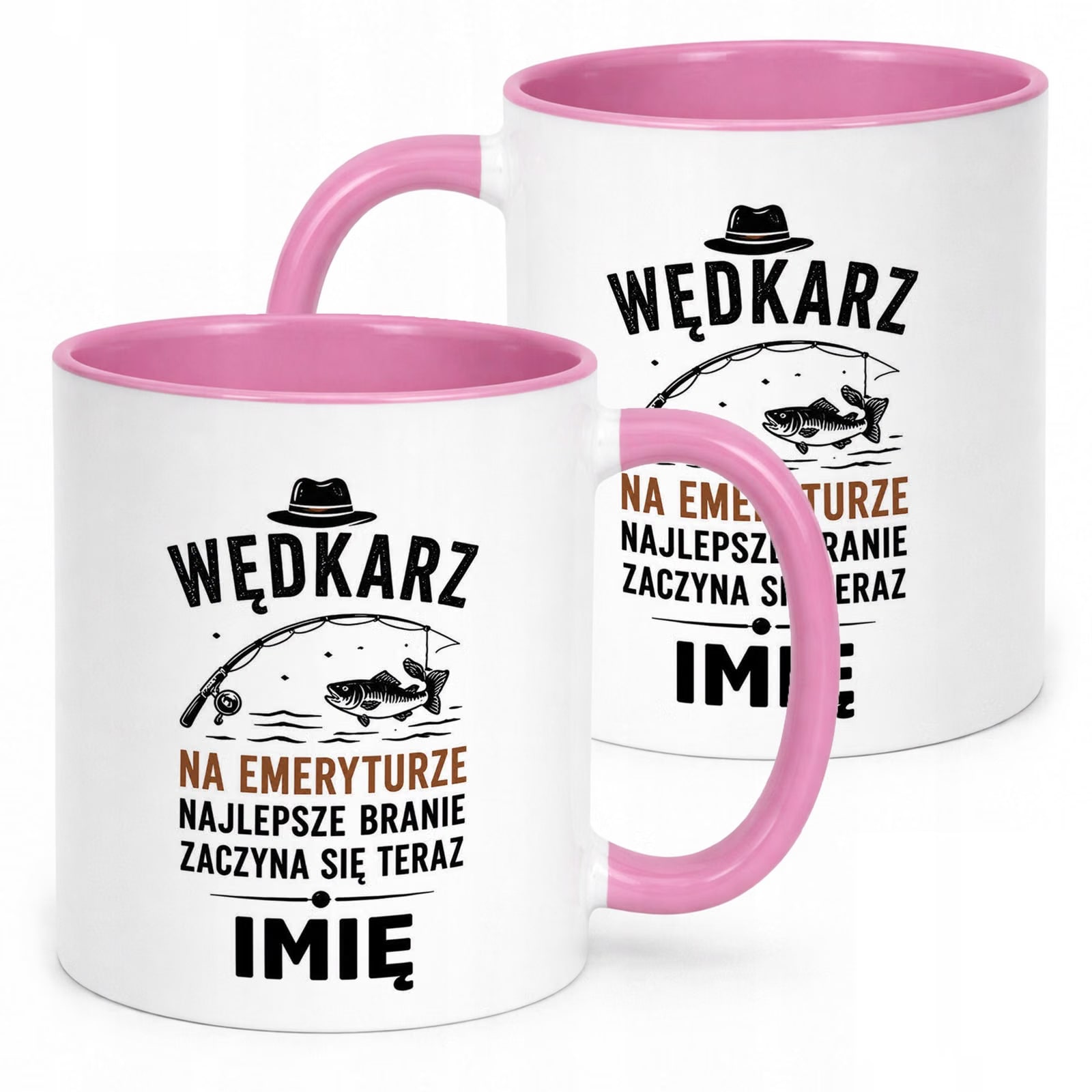 Kubek Różowy Personalizowany z Nadrukiem Emerytura Dla Emeryta Prezent