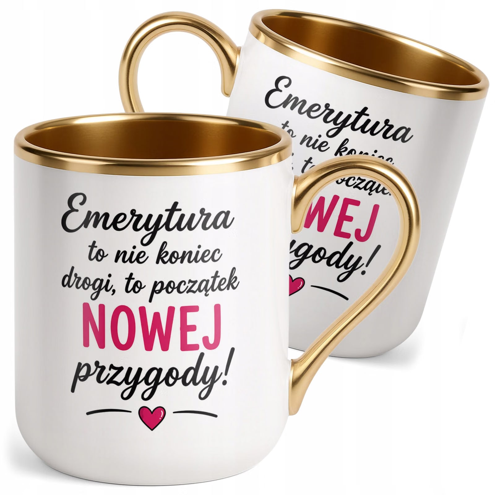 Kubek z nadrukiem Premium Złoty Emerytura Dla Emerytki Upominek Prezent