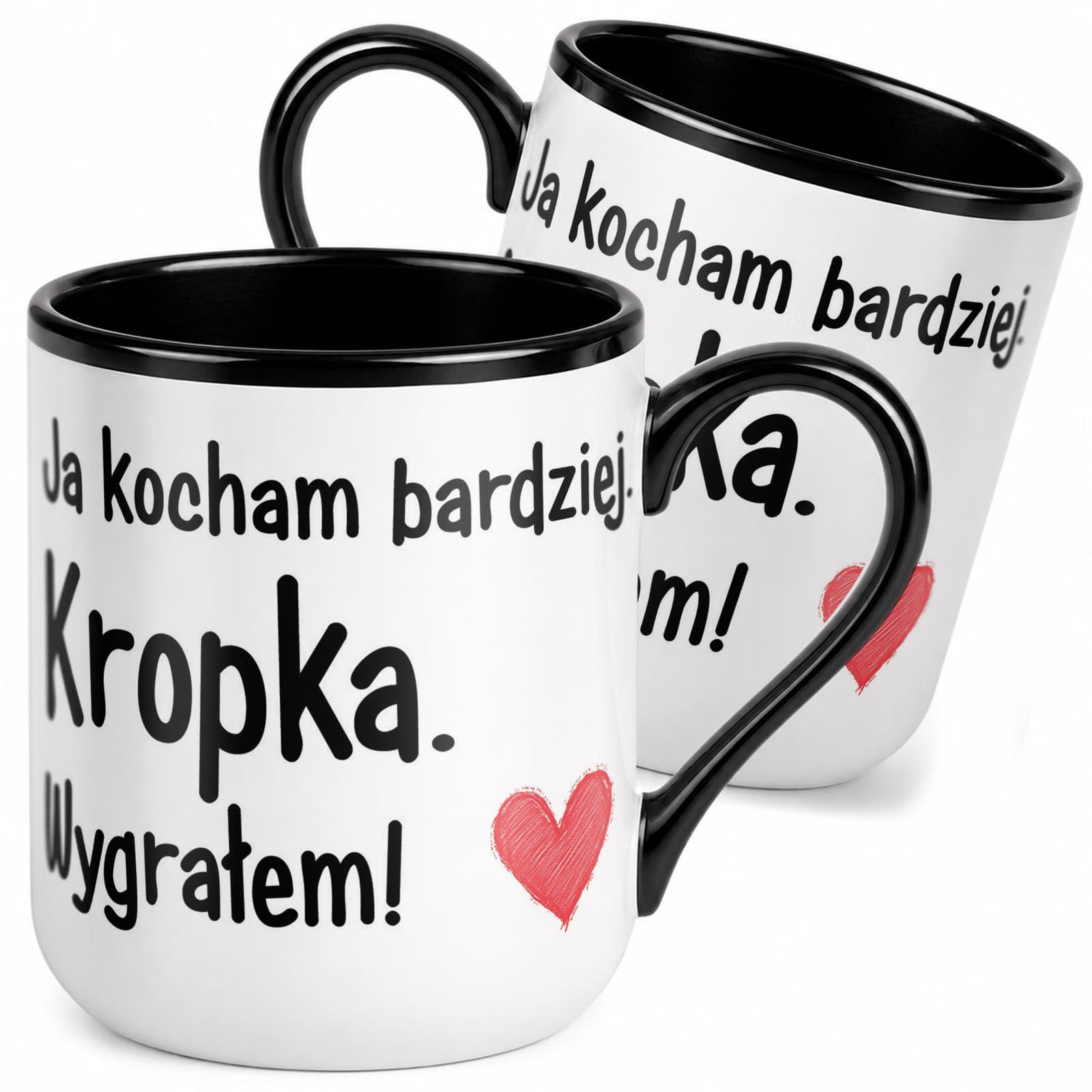 Kubek z nadrukiem Premium Czarny Walentynki Kocham Cię Upominek Prezent