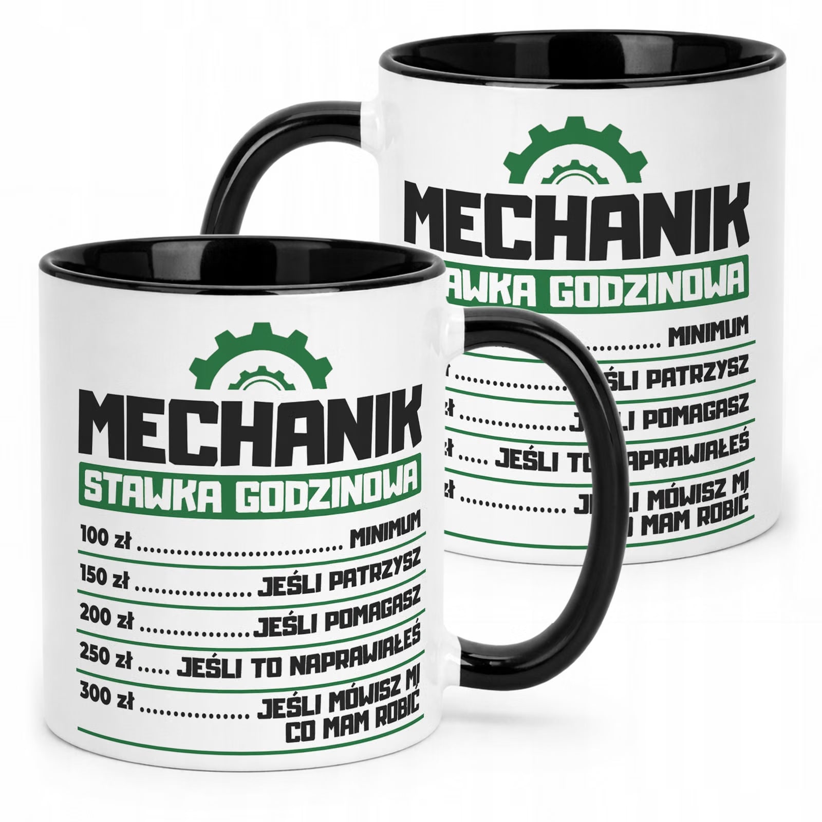 Kubek Czarny Mechanik Stawka Godzinowa Zabawny Prezent Upominek