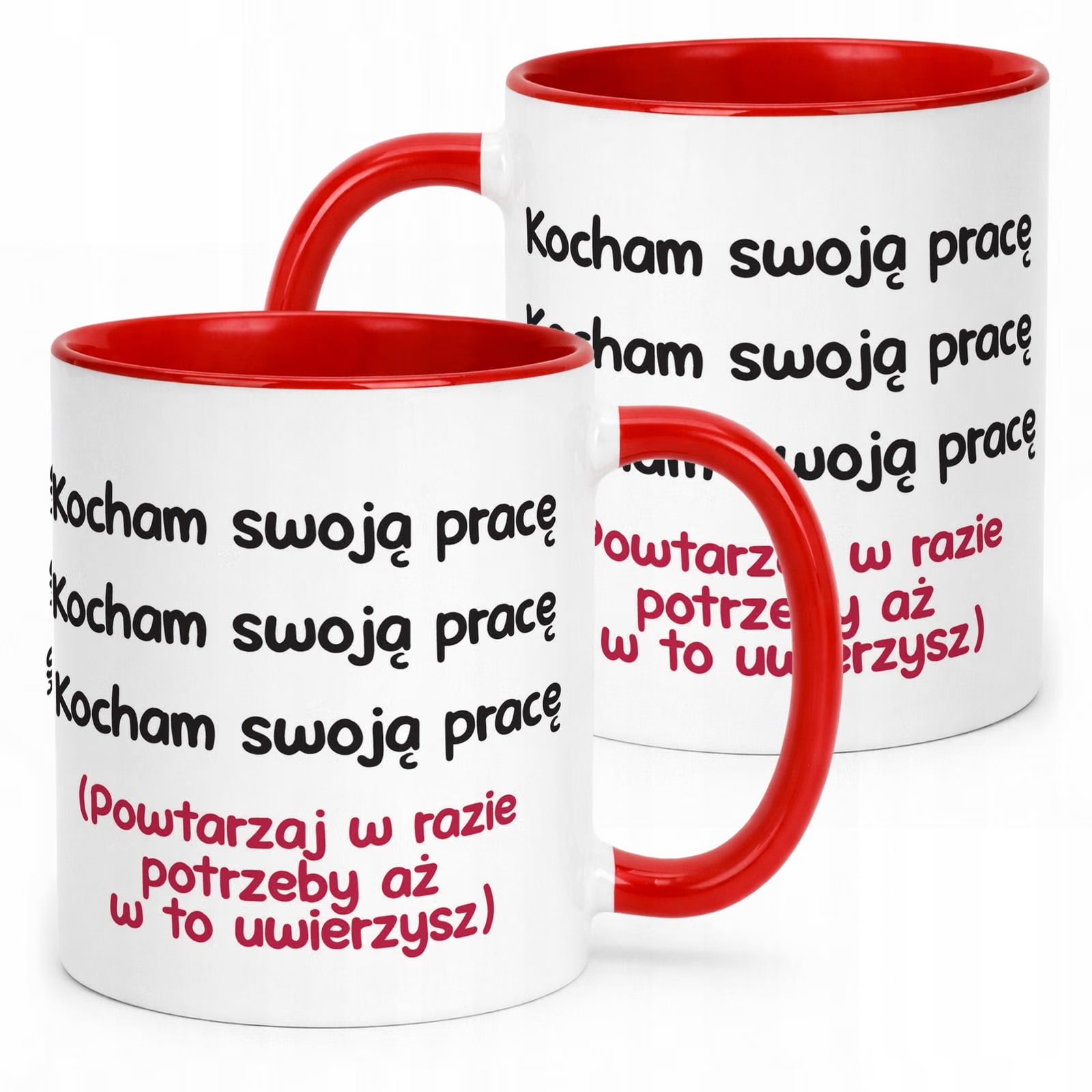 Kubek Czerwony Kocham Swoją Pracę Śmieszny Zabawny Prezent