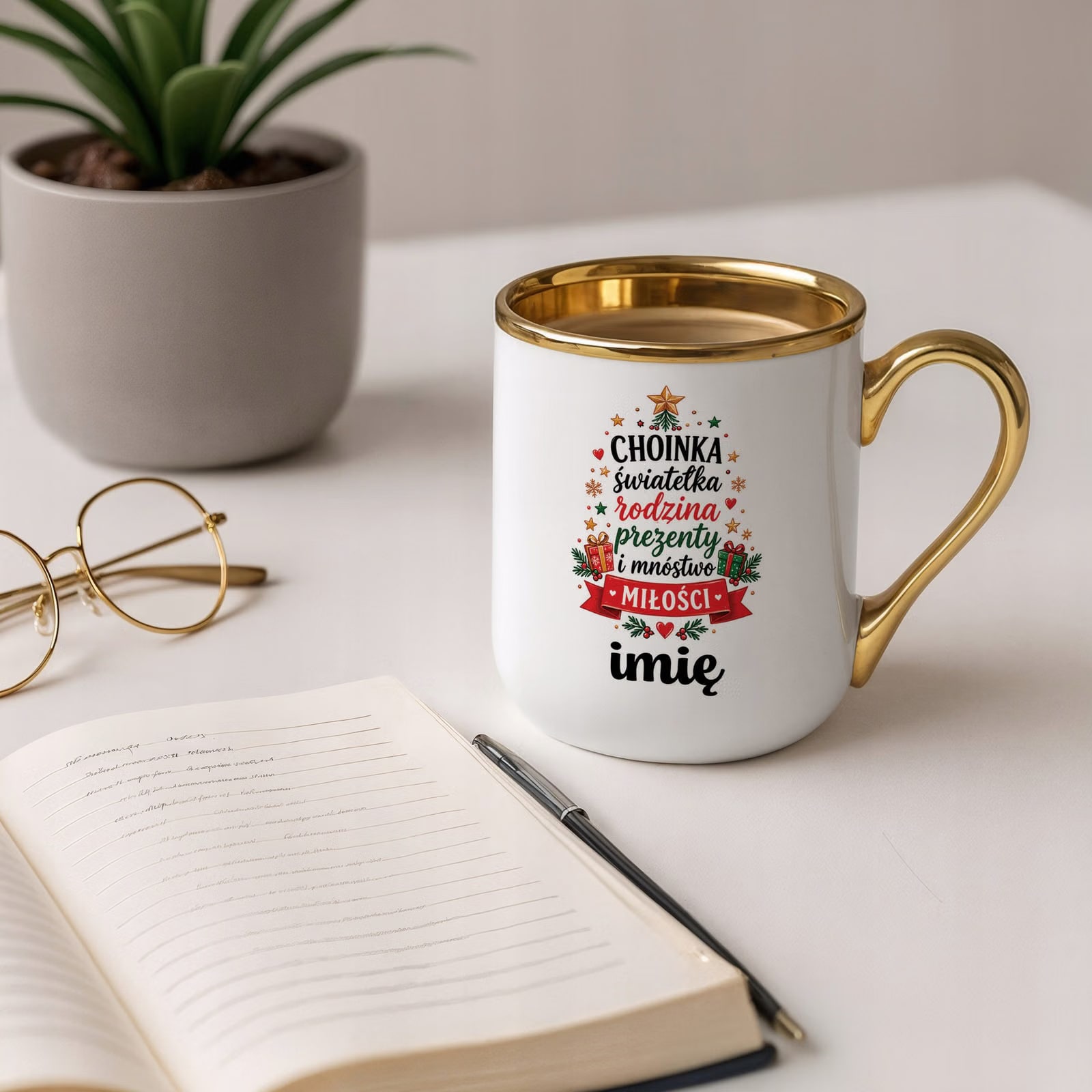Kubek Personalizowany Premium Złoty Boże Narodzenie Święta Prezent