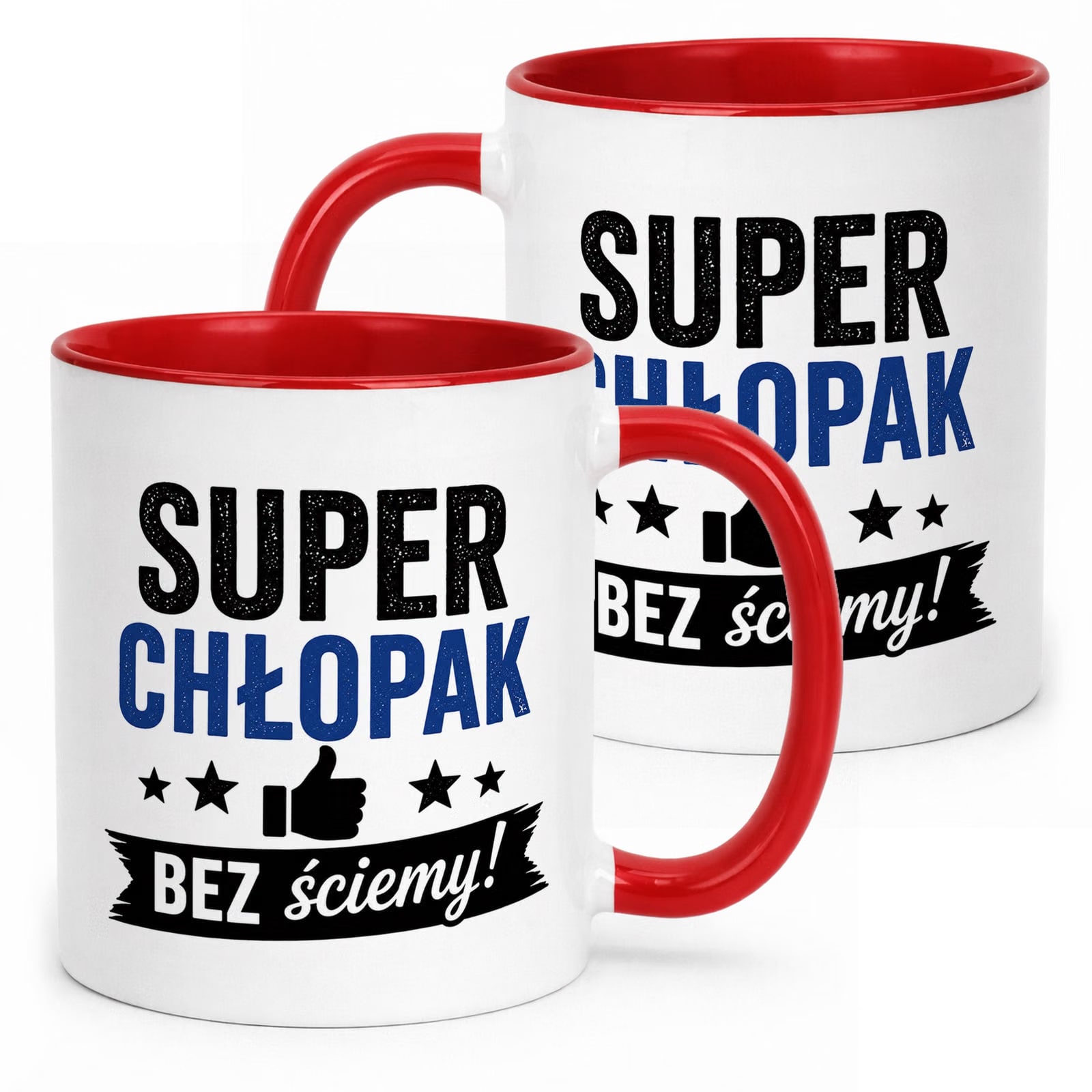 Czerwony Kubek z nadrukiem Dzień Chłopaka Mężczyzny Upominek Prezent
