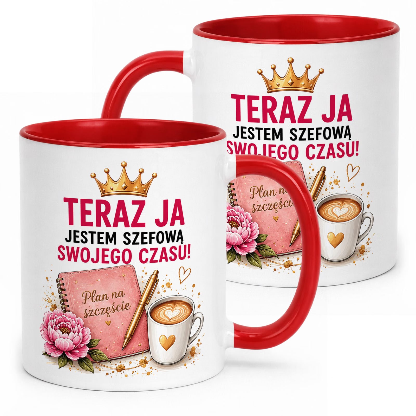 Kubek Czerwony z nadrukiem Emerytura Dla Emerytki Upominek Prezent