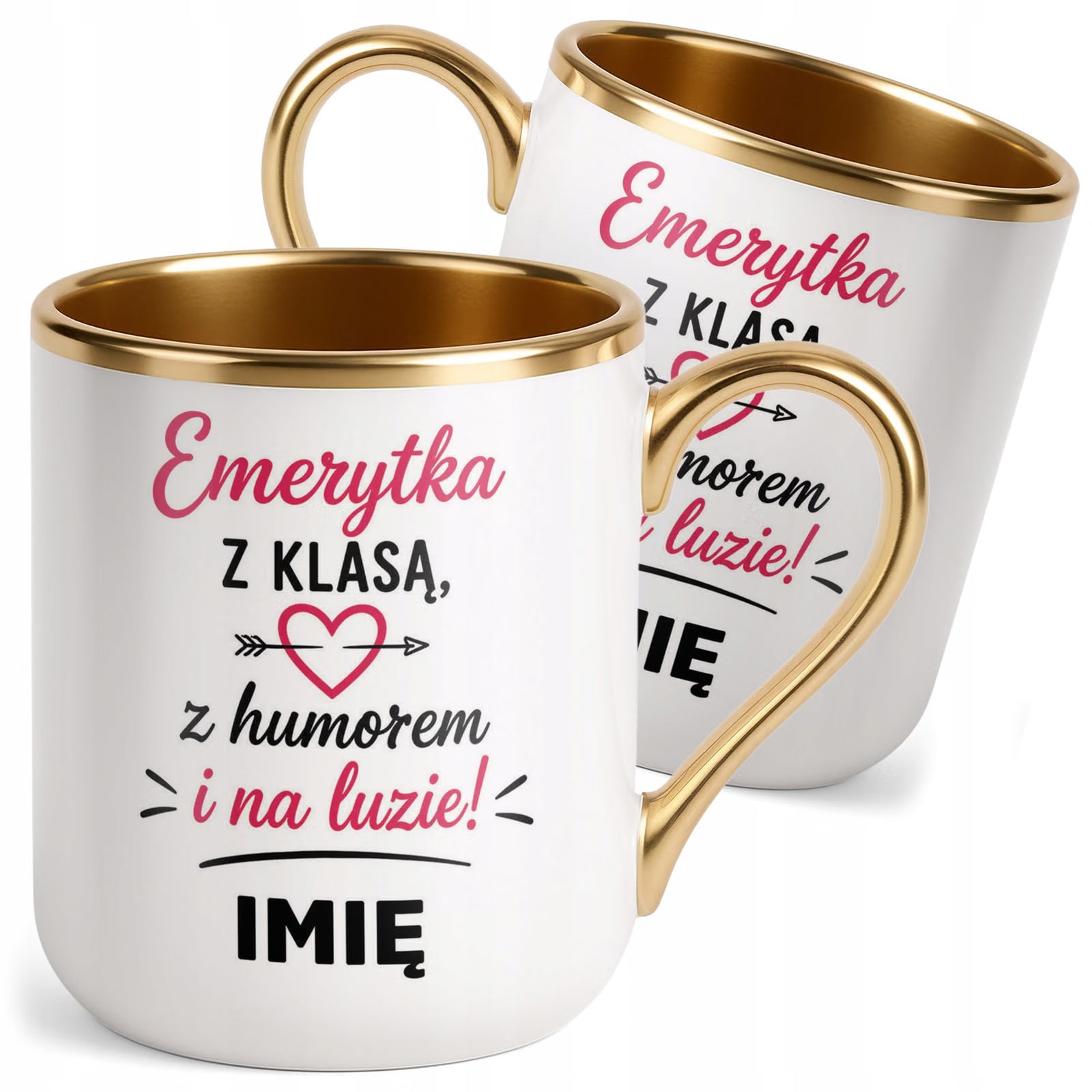 Kubek Personalizowany z nadrukiem Premium Złoty Emerytura Prezent