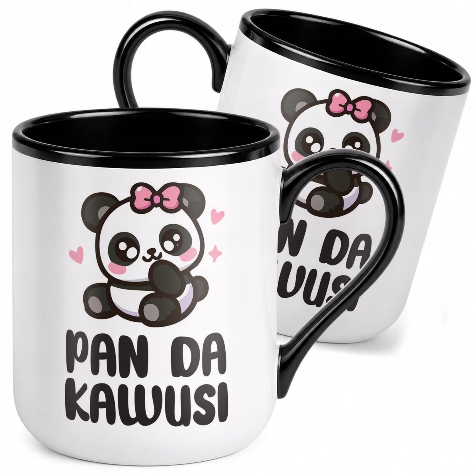 Kubek z nadrukiem Premium Czarny Pan Da Kawusi Upominek Prezent