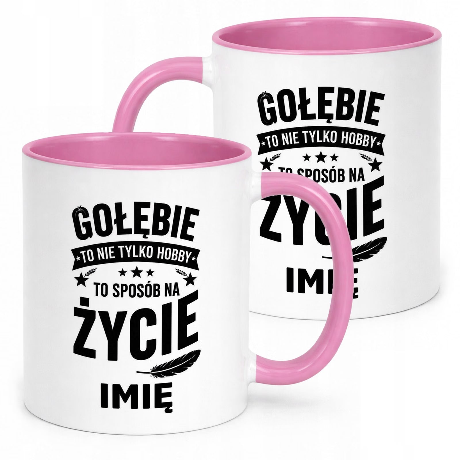 Różowy Kubek Personalizowany z nadrukiem Dla Gołębiarza Upominek Prezent