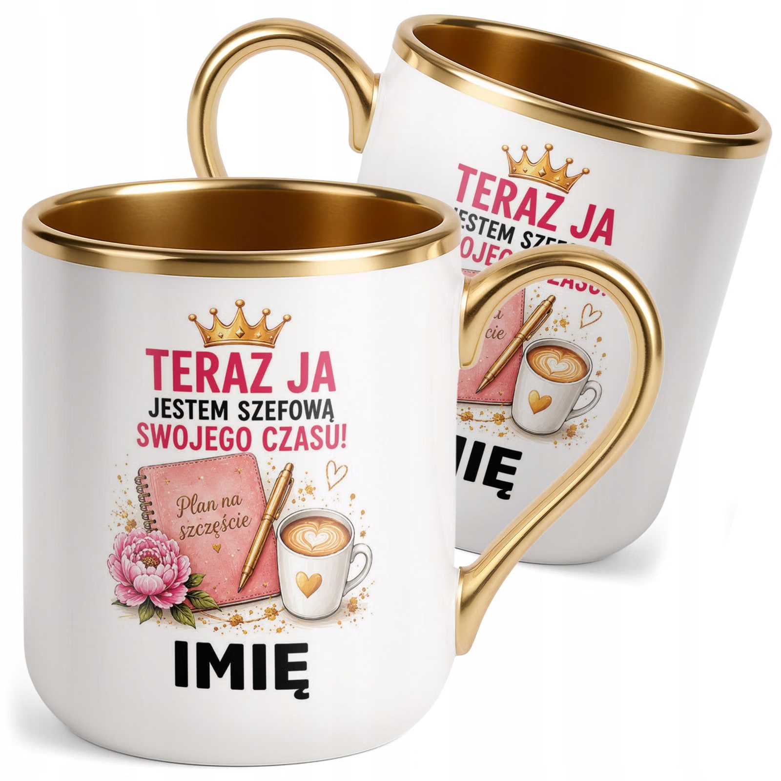 Kubek Personalizowany z nadrukiem Premium Złoty Emerytura Prezent