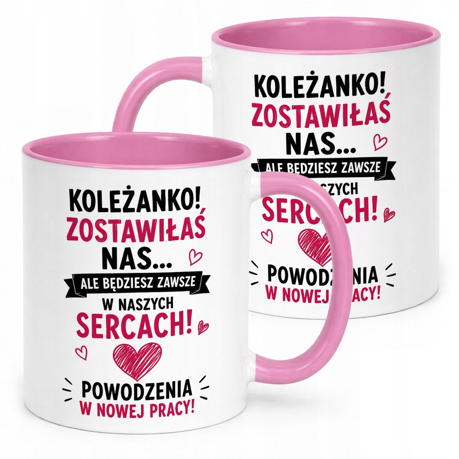 Kubek Różowy z nadrukiem Pożegnanie Odejście z Pracy Dla Koleżanki