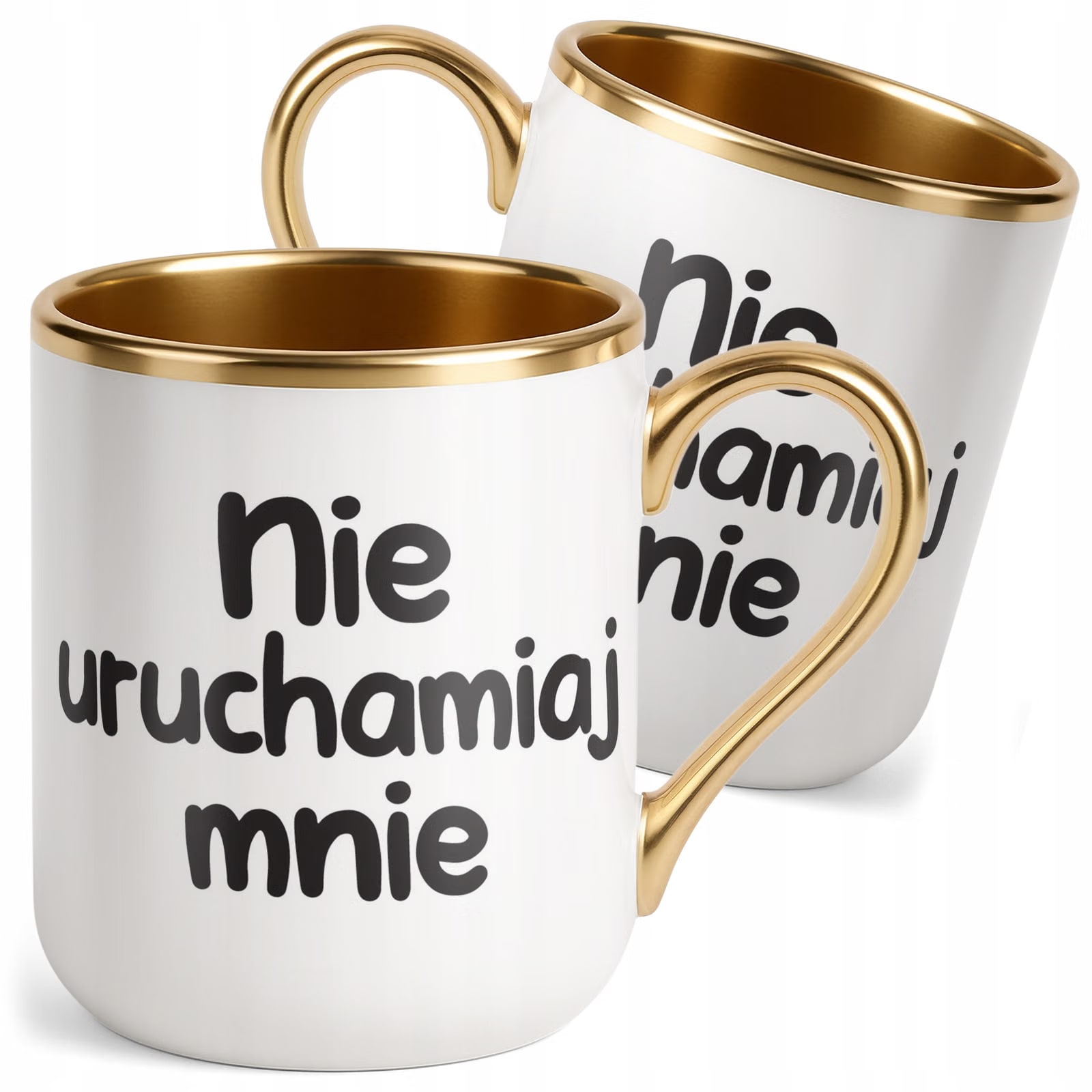 Kubek Premium Złoty Nie Uruchamiaj Mnie Śmieszny Zabawny Prezent