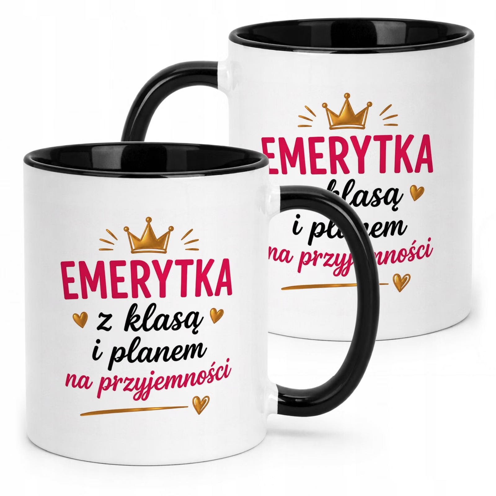 Kubek Czarny z nadrukiem Emerytura Dla Emerytki Upominek Prezent