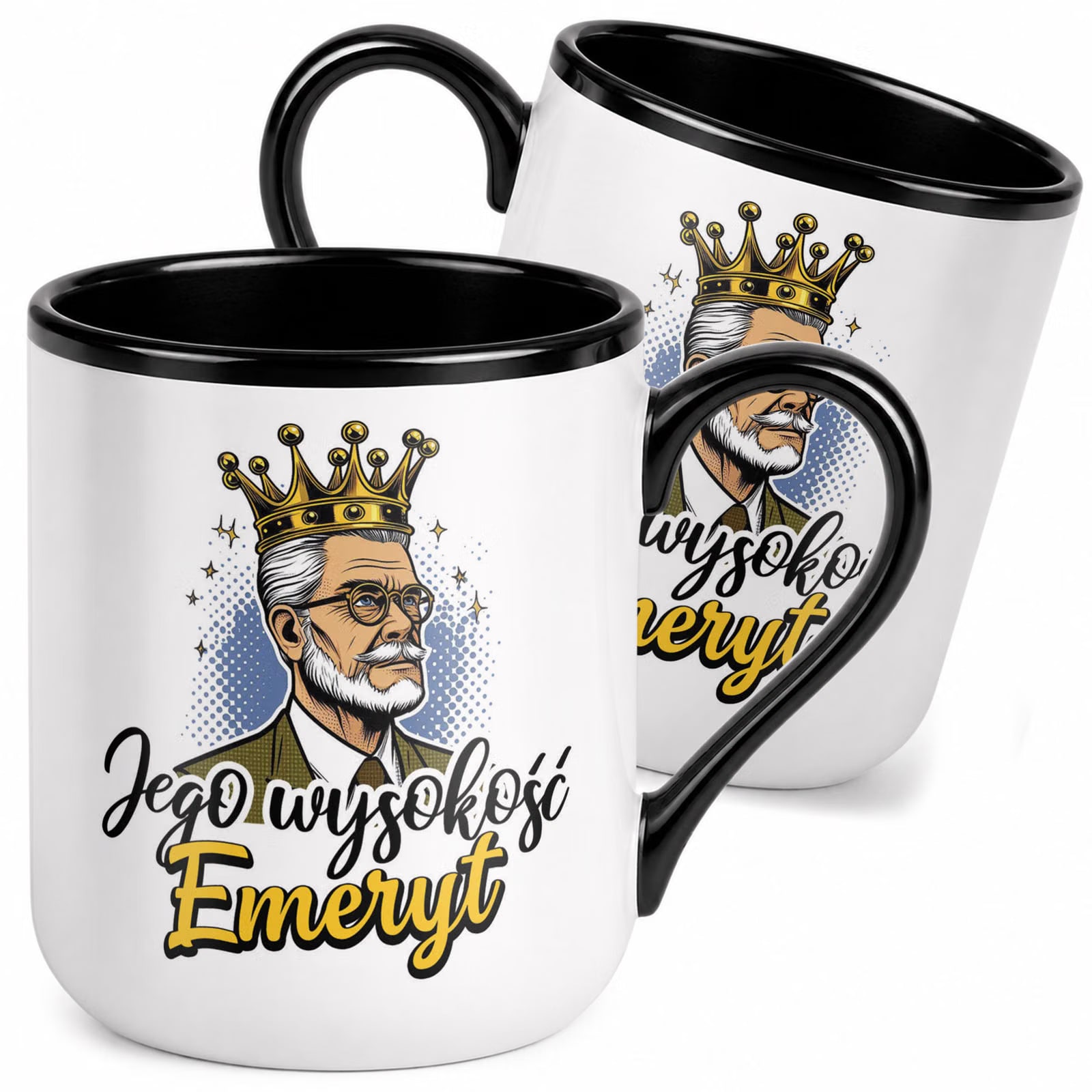 Kubek z nadrukiem Premium Czarny Emerytura Dla Emeryta Upominek Prezent