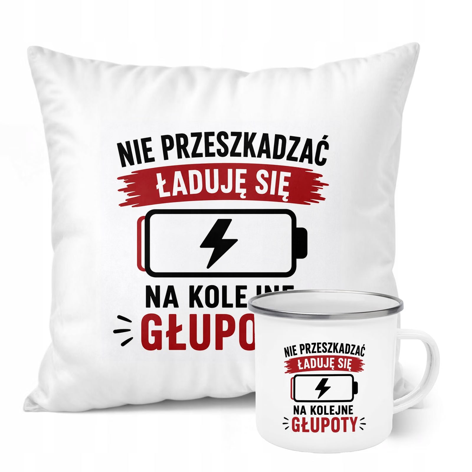 Zestaw Kubek Emaliowany Poduszka Dzień Chłopaka Z Nadrukiem