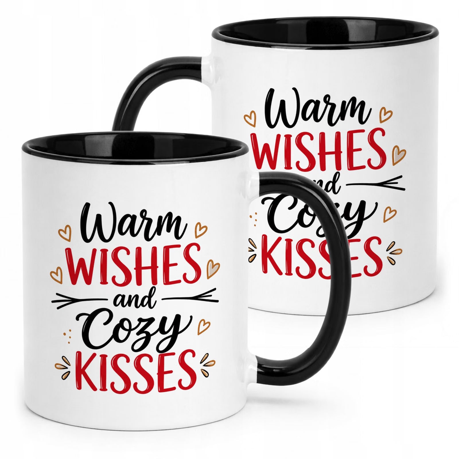Kubek Czarny z Nadrukiem Boże Narodzenie Święta Warm Wishes Prezent
