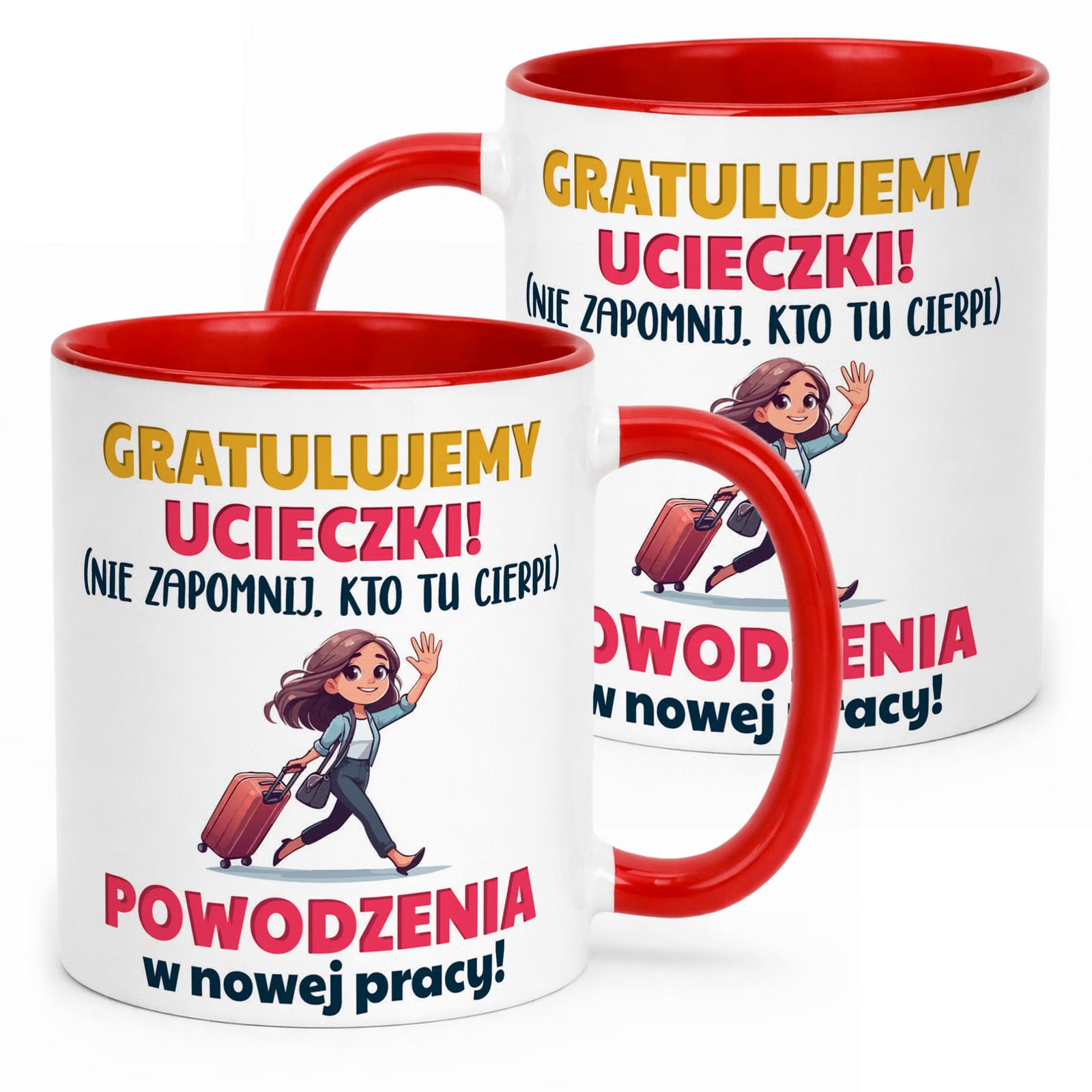 Kubek Czerwony Pożeganie Odejście z Pracy Dla Koleżanki Prezent