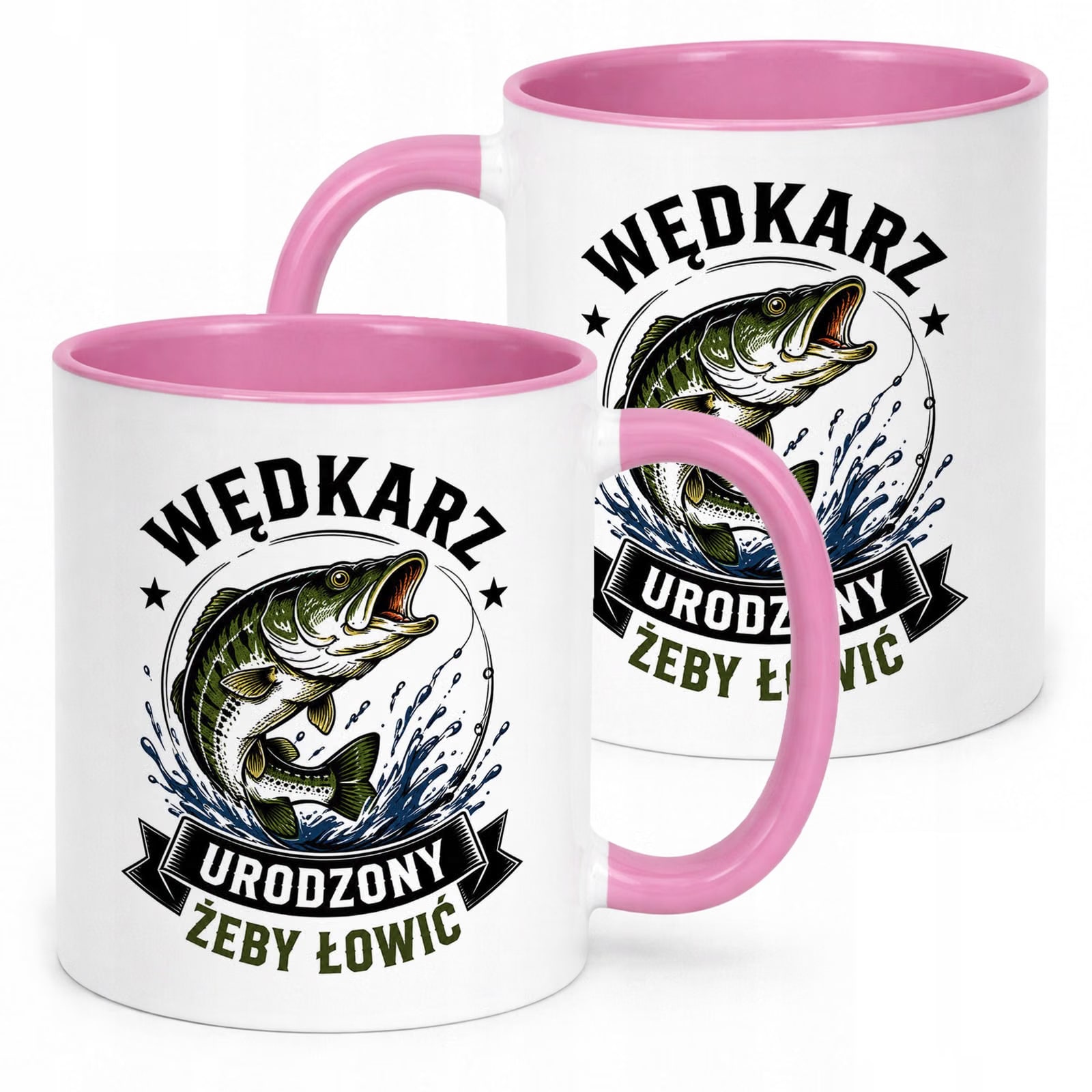 Różowy Kubek z nadrukiem Dla Wędkarza Rybaka Upominek Prezent