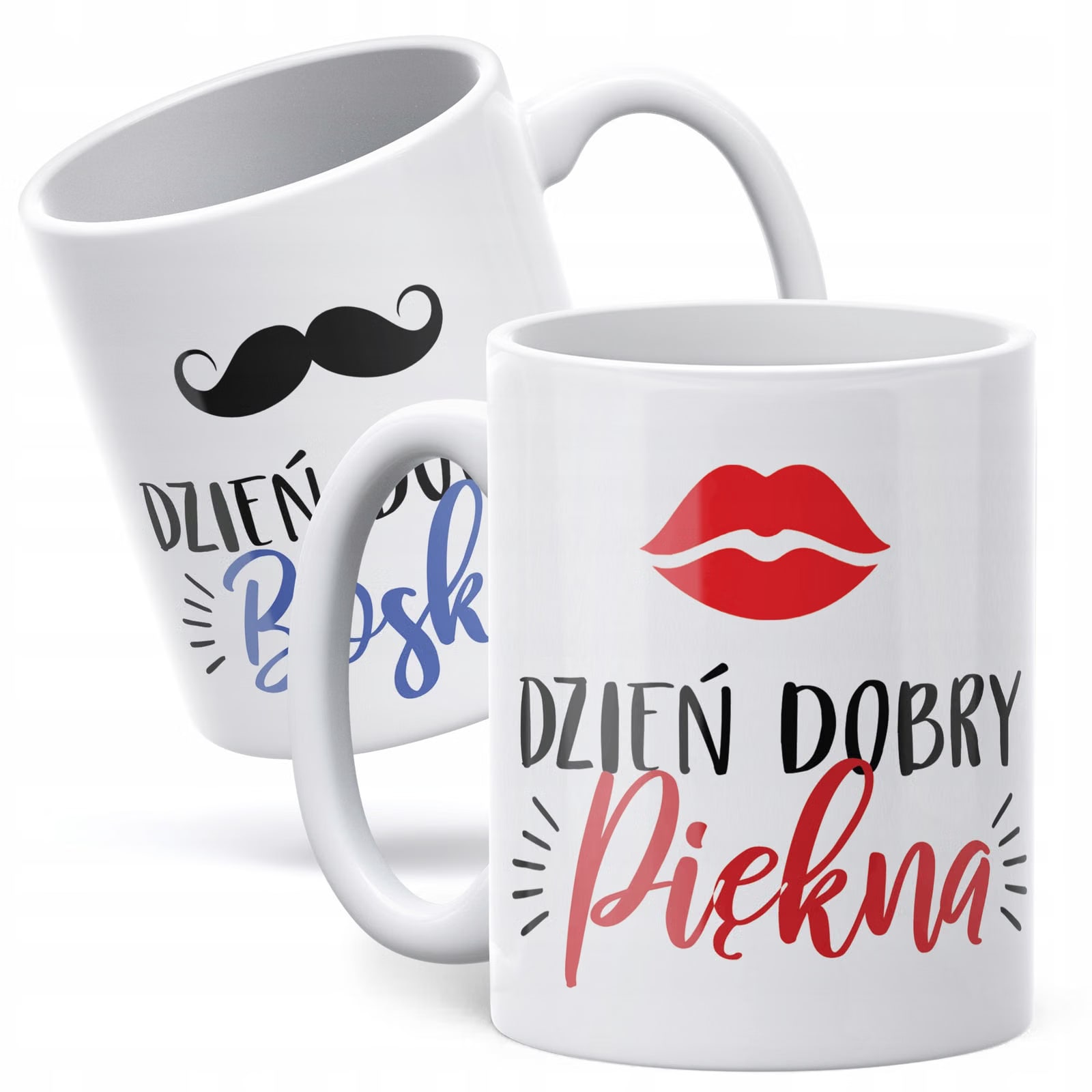 Zestaw kubków na Walentynki Dzień Dobry Piękna Boski Prezent Dla Pary
