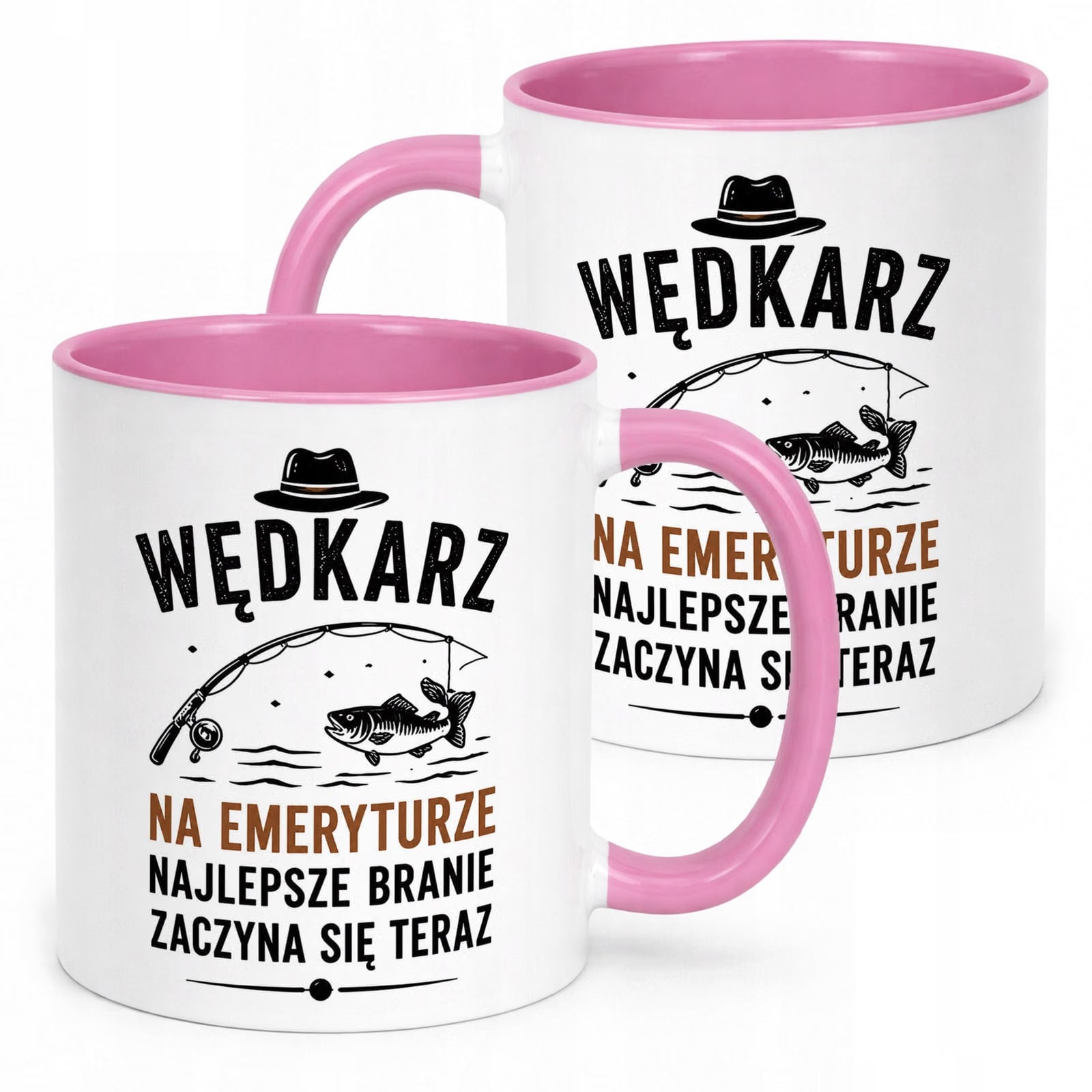 Kubek Różowy z nadrukiem Emerytura Dla Emeryta Upominek Prezent
