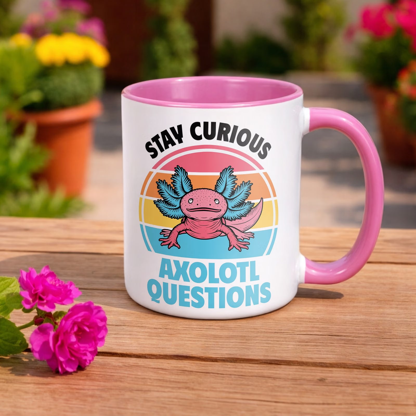 Różowy kubek do szkoły dla dzieci Aksolotl Axolotl Różowy Zwierzak Trend