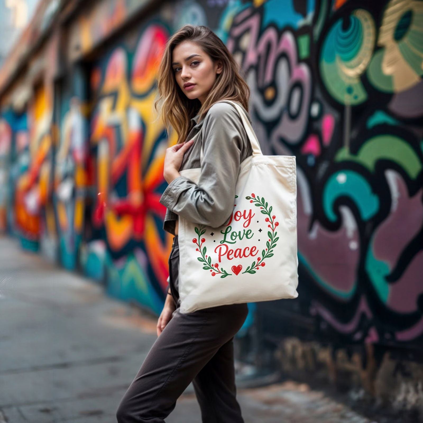 Torba shopper bawełniana święta boże narodzenie z nadrukiem prezent