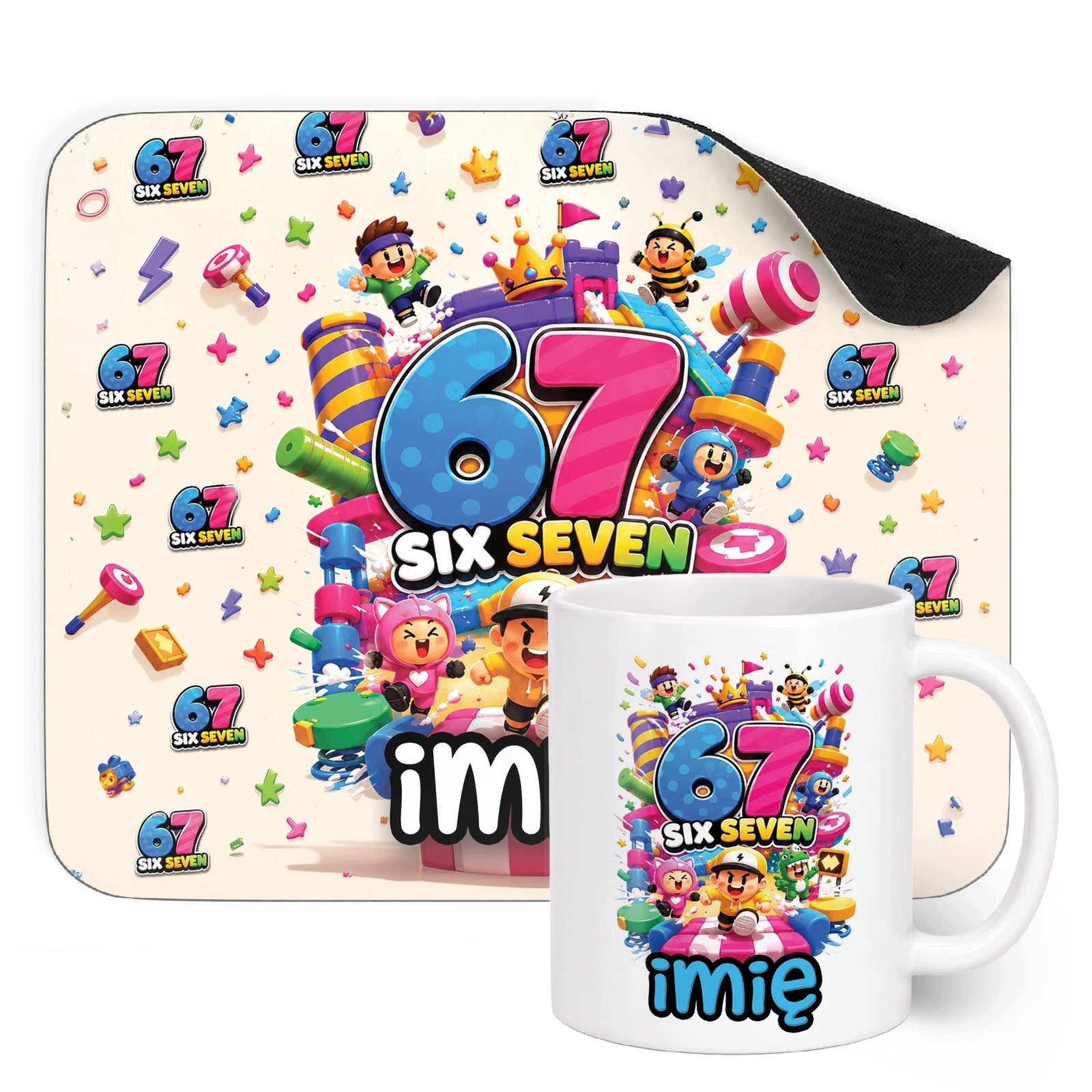 Zestaw personalizowany Kubek Podkładka pod mysz 67 Six Seven