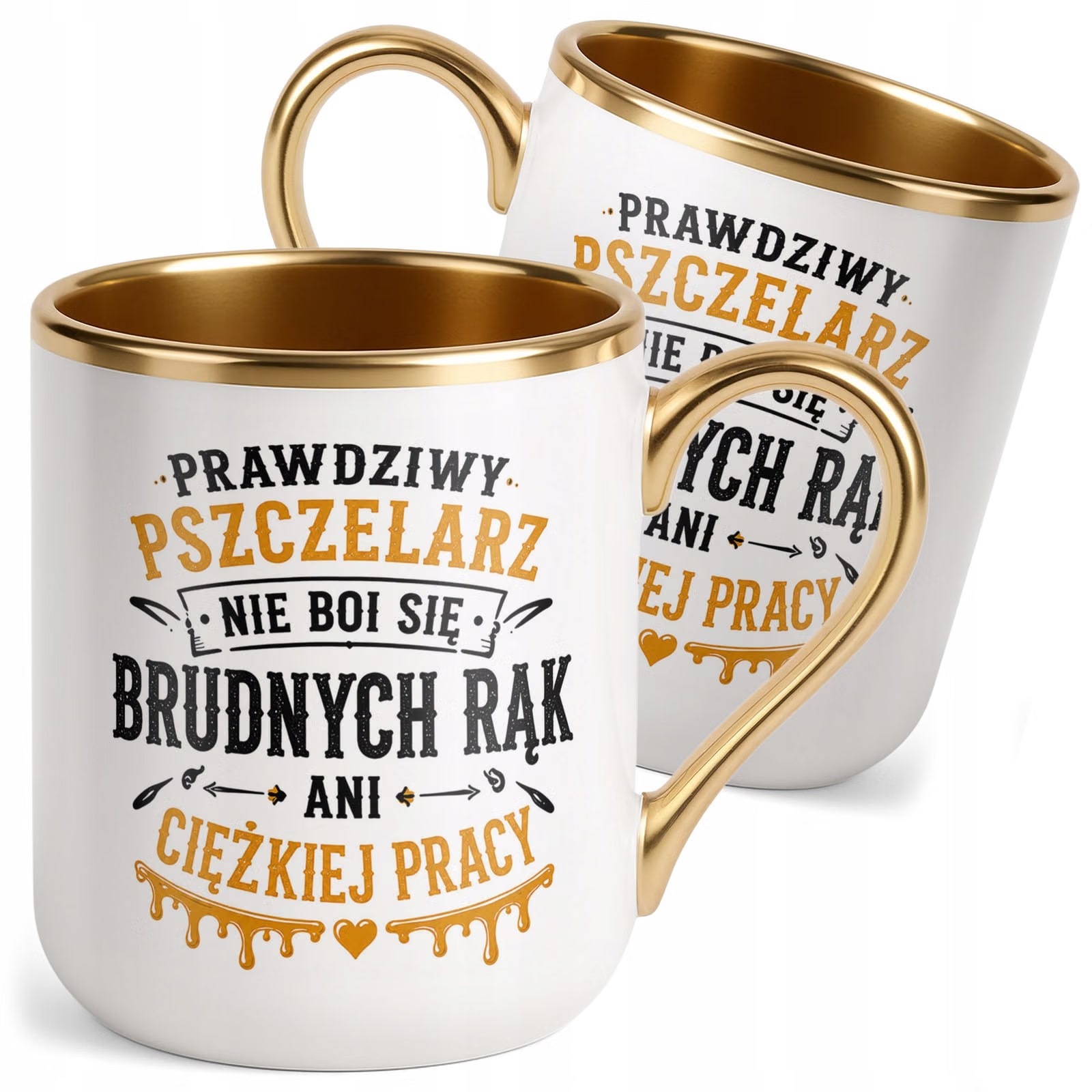 Kubek z nadrukiem Premium Złoty Dla Pszczelarza Szef Pasieki Prezent