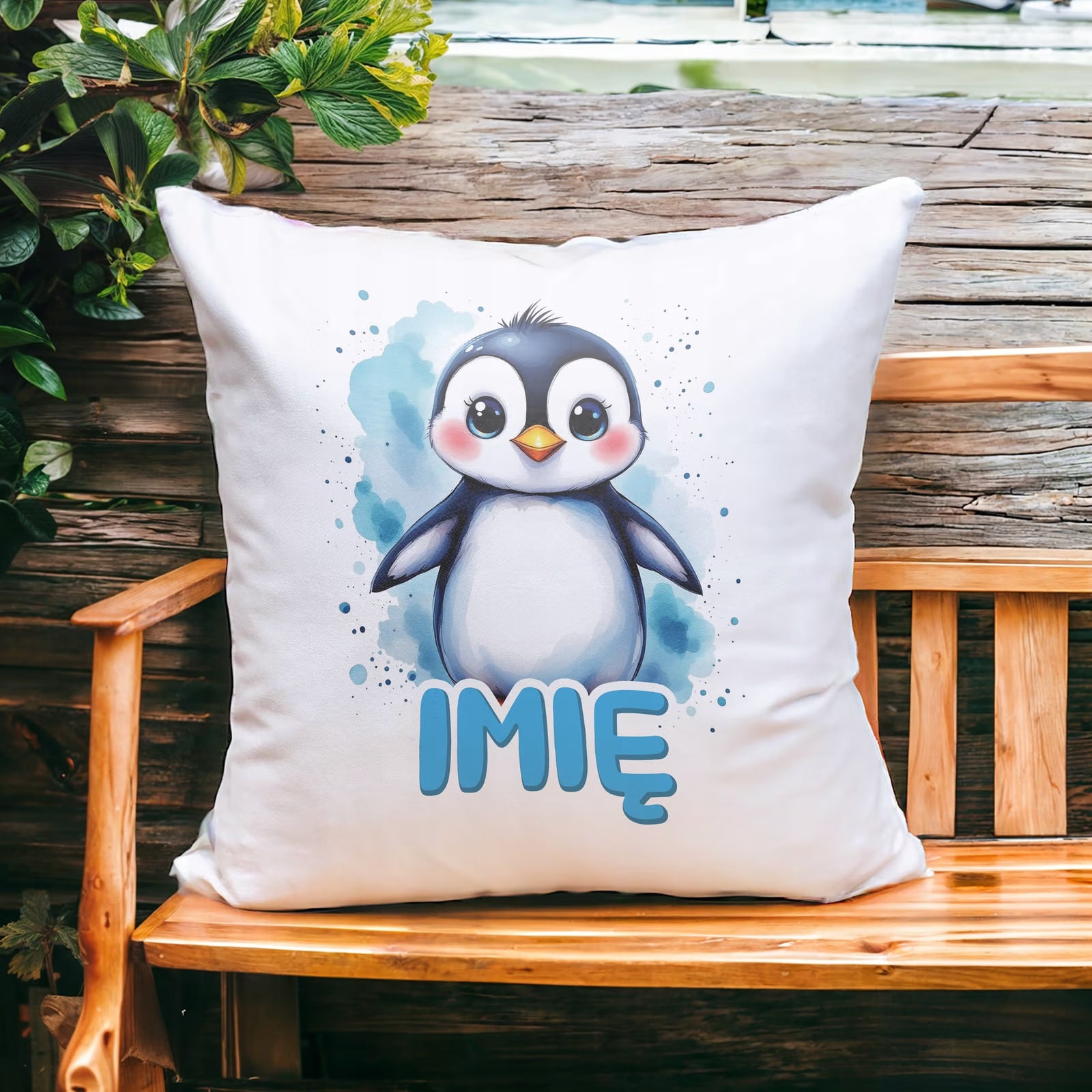 Poduszka 38x38cm Personalizowana Pingwin Zwierzak Słodki Dla Dzieci