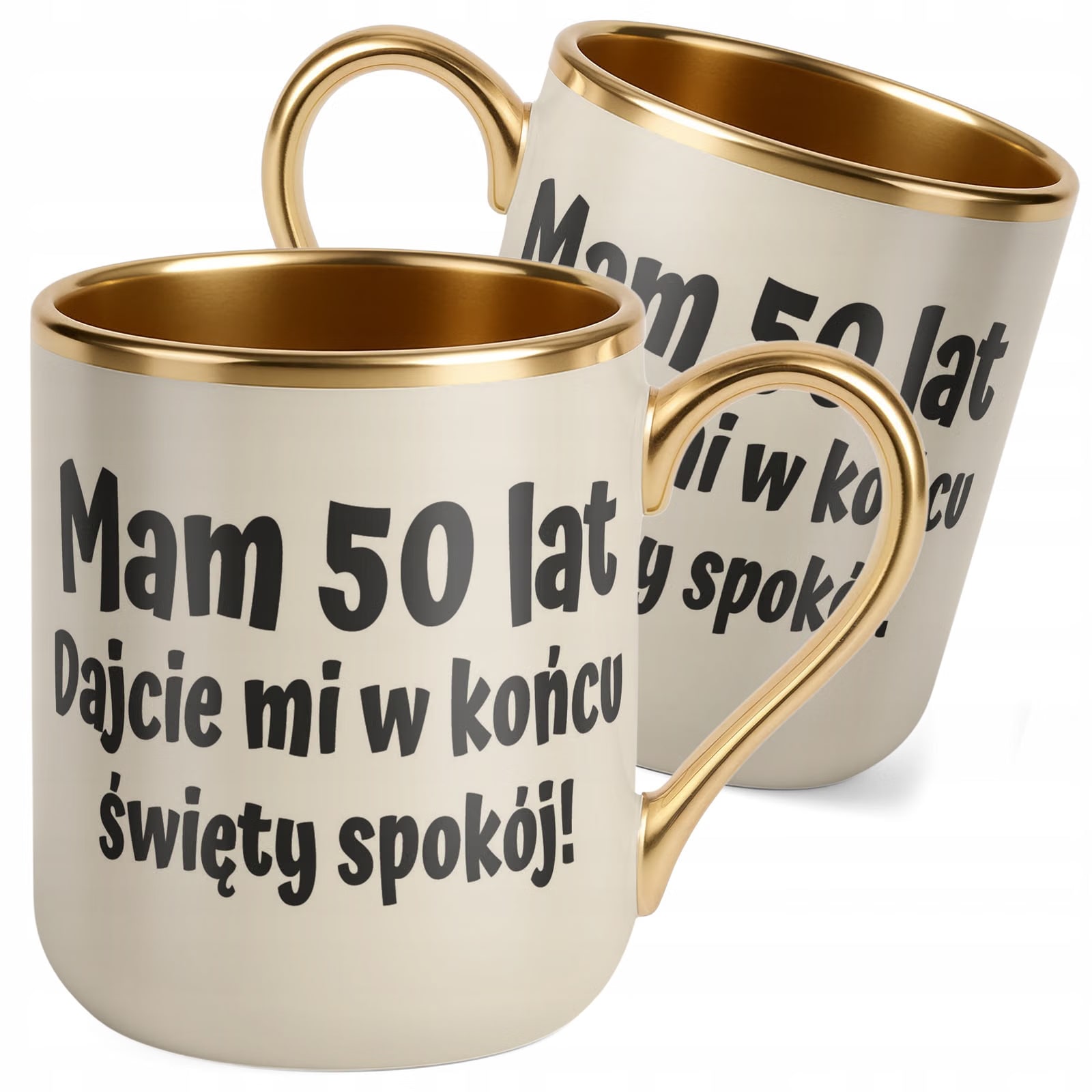 Kubek Premium Złoty Ecru Mam 50 Lat Na Urodziny Prezent Upominek