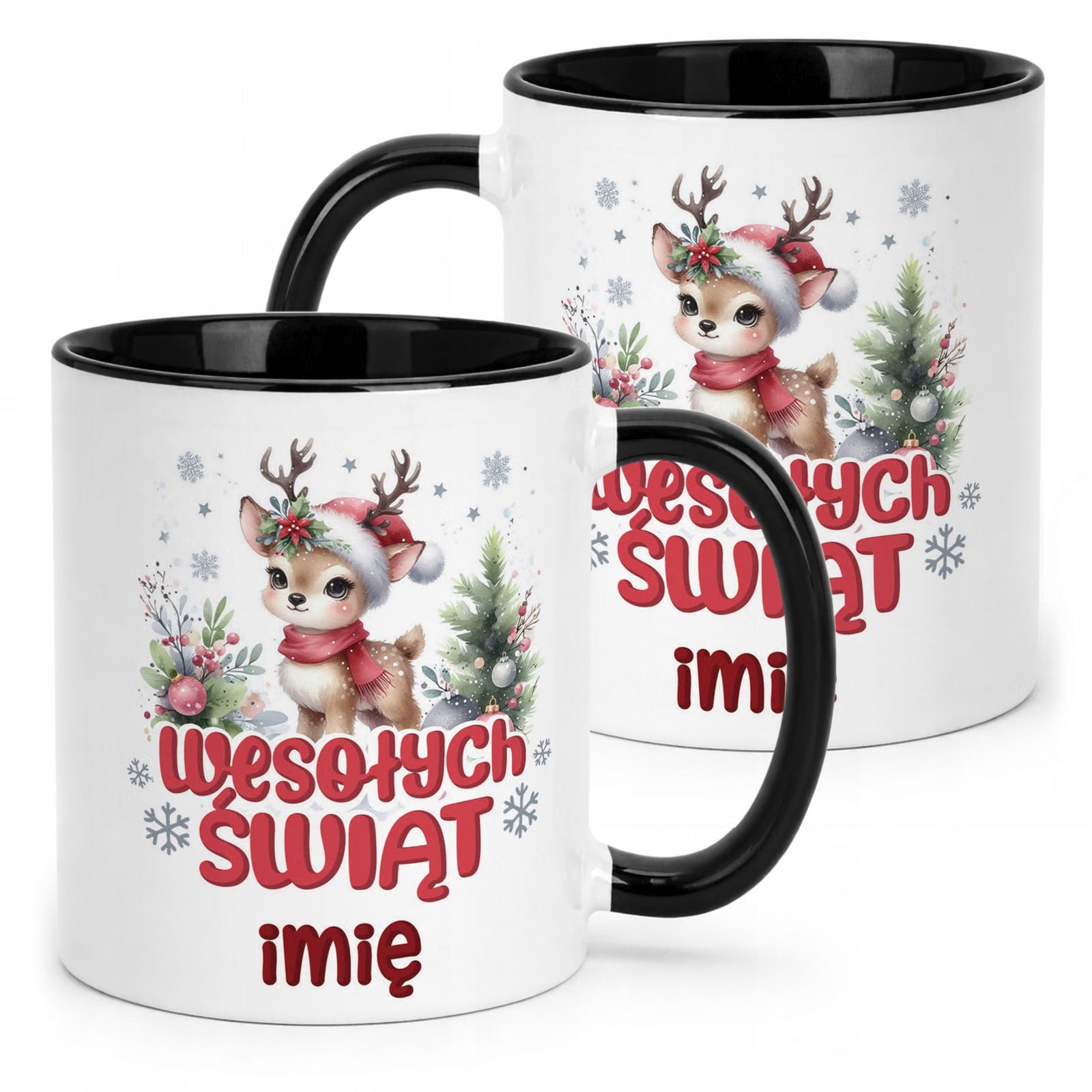 Kubek Czarny Personalizowany z Nadrukiem Boże Narodzenie Święta Prezent