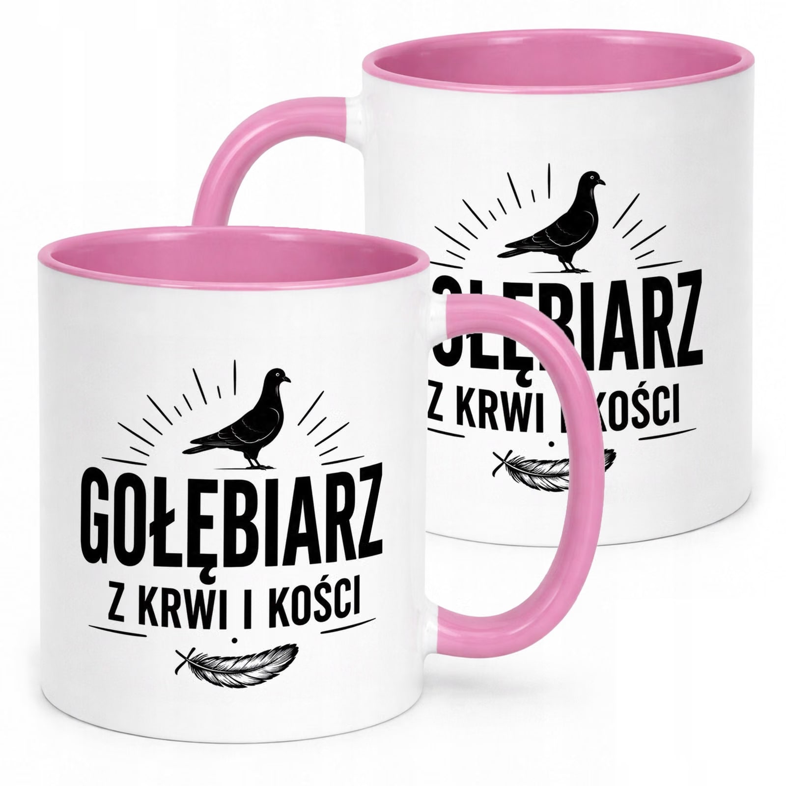 Różowy Kubek z nadrukiem Dla Gołębiarza Hodowcy Gołębi Upominek Prezent