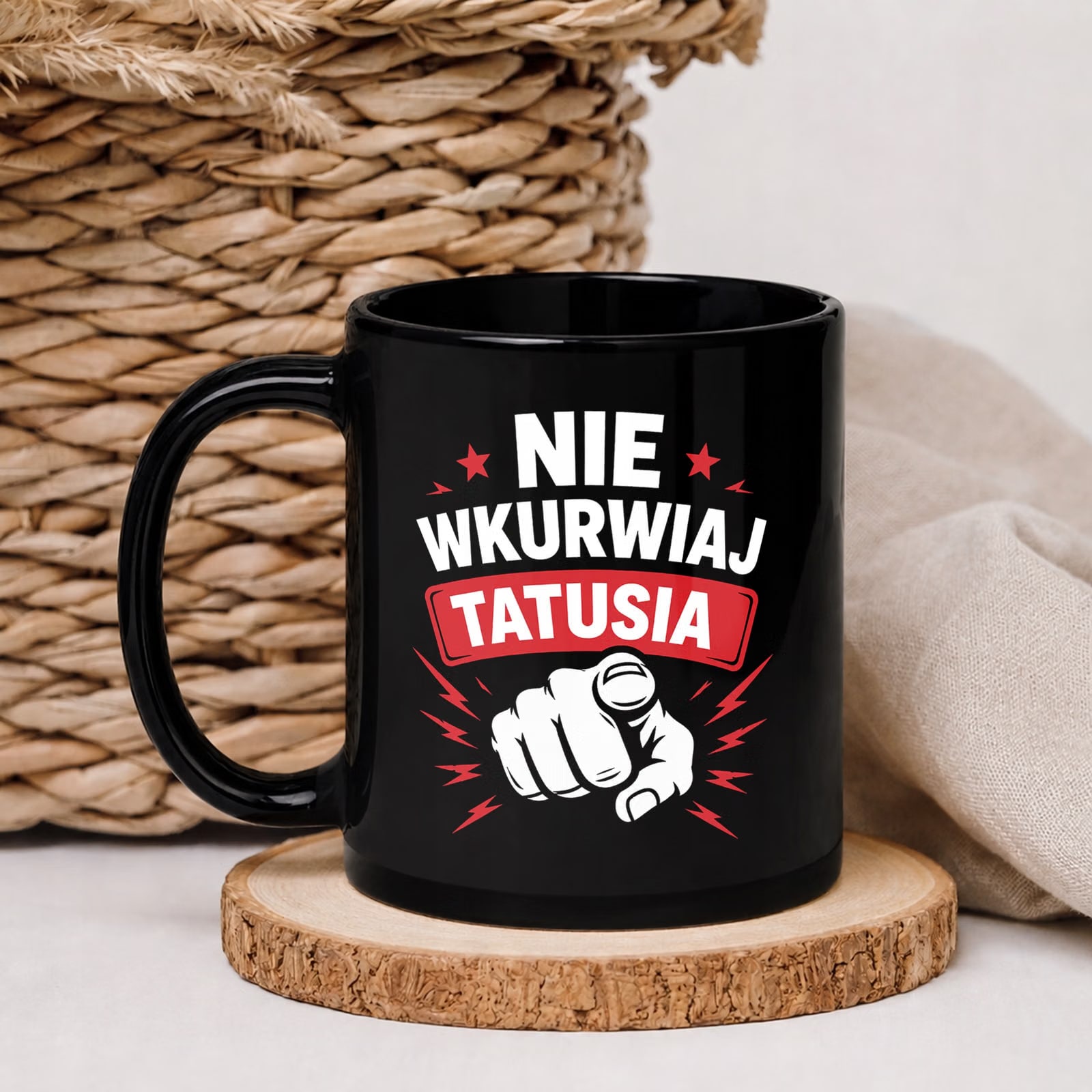 Kubek czarny dla taty prezent na Dzień Ojca upominek od serca dla tatusia