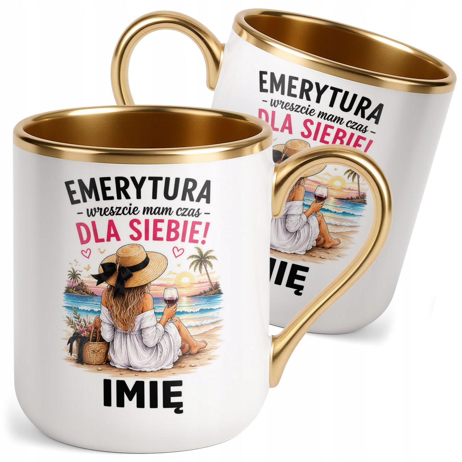 Kubek Personalizowany z nadrukiem Premium Złoty Emerytura Prezent