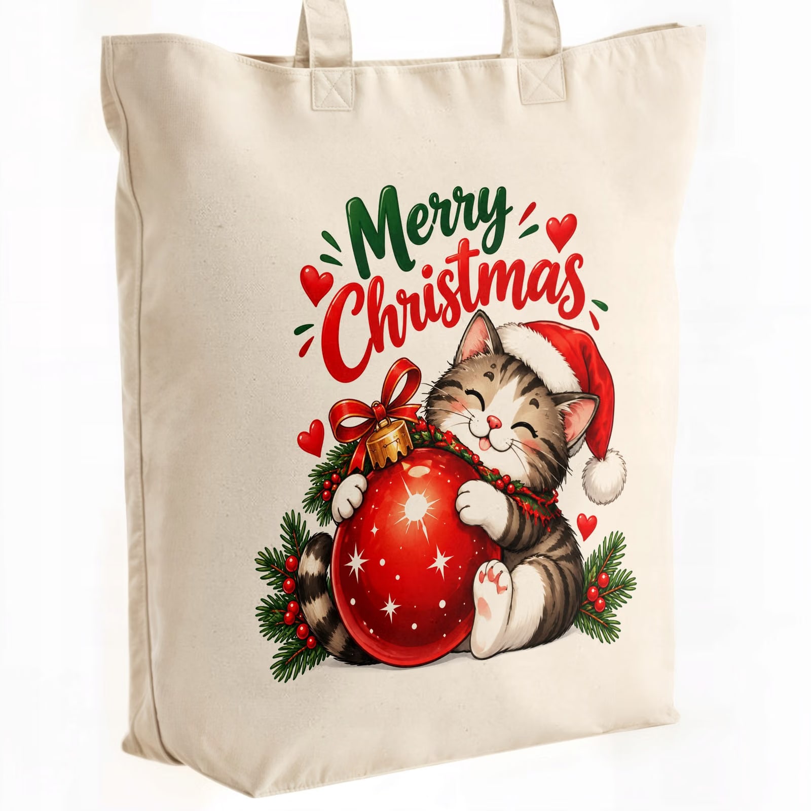 Torba shopper bawełniana premium świąteczna mikołajki z nadrukiem