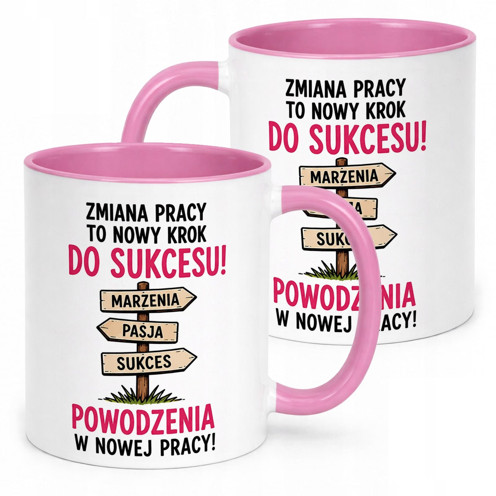 Kubek Różowy z nadrukiem Pożegnanie Odejście z Pracy Upominek Prezent
