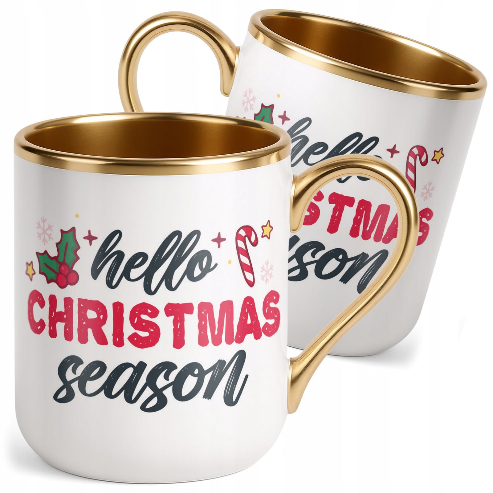 Kubek Premium Złoty Boże Narodzenie Hello Christmas Season Prezent