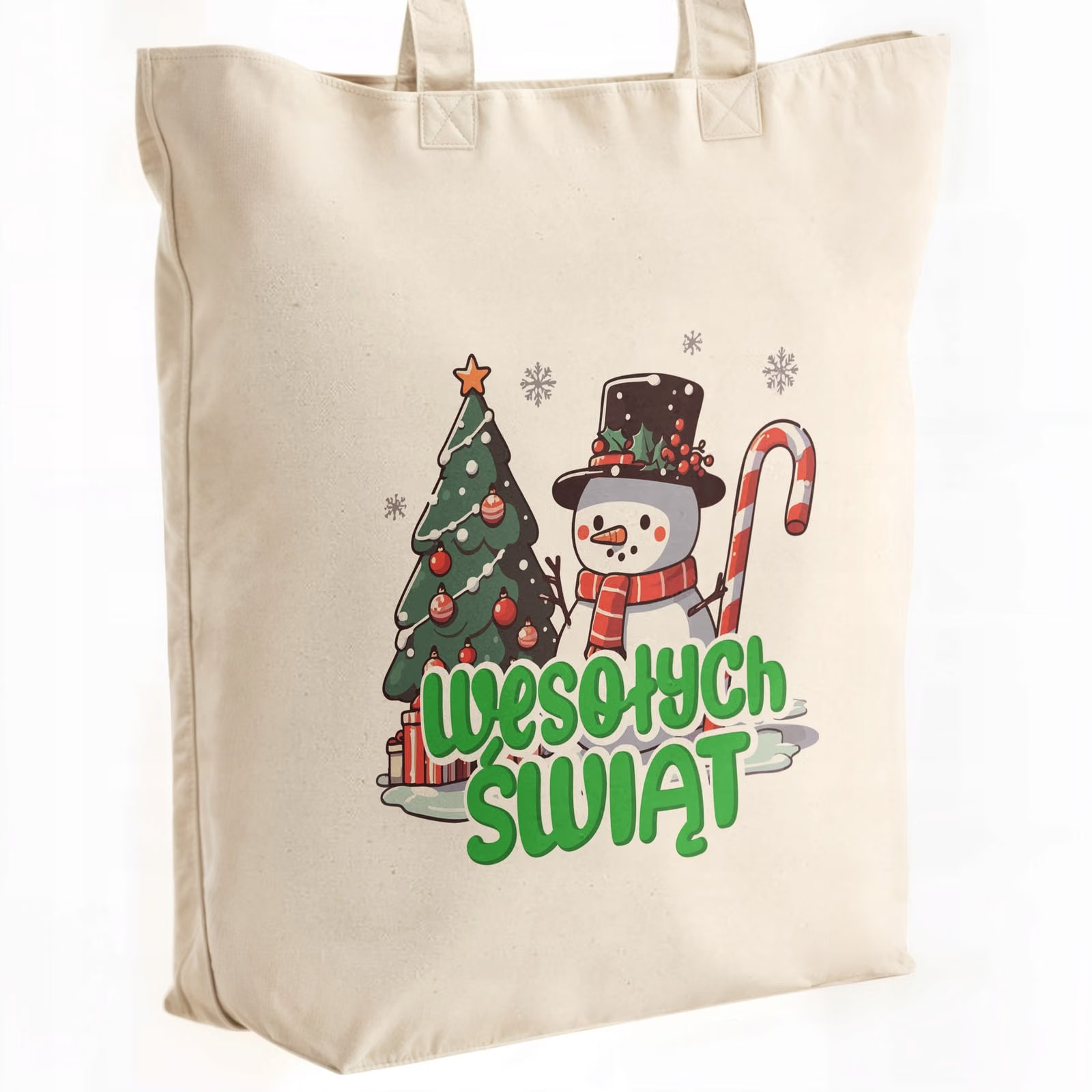 Torba shopper bawełniana premium świąteczna na zakupy z nadrukiem