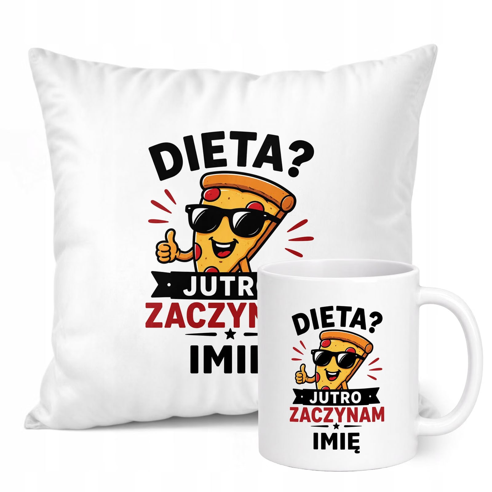 Zestaw Personalizowany Kubek Biały Poduszka Dzień Chłopaka Z Nadrukiem