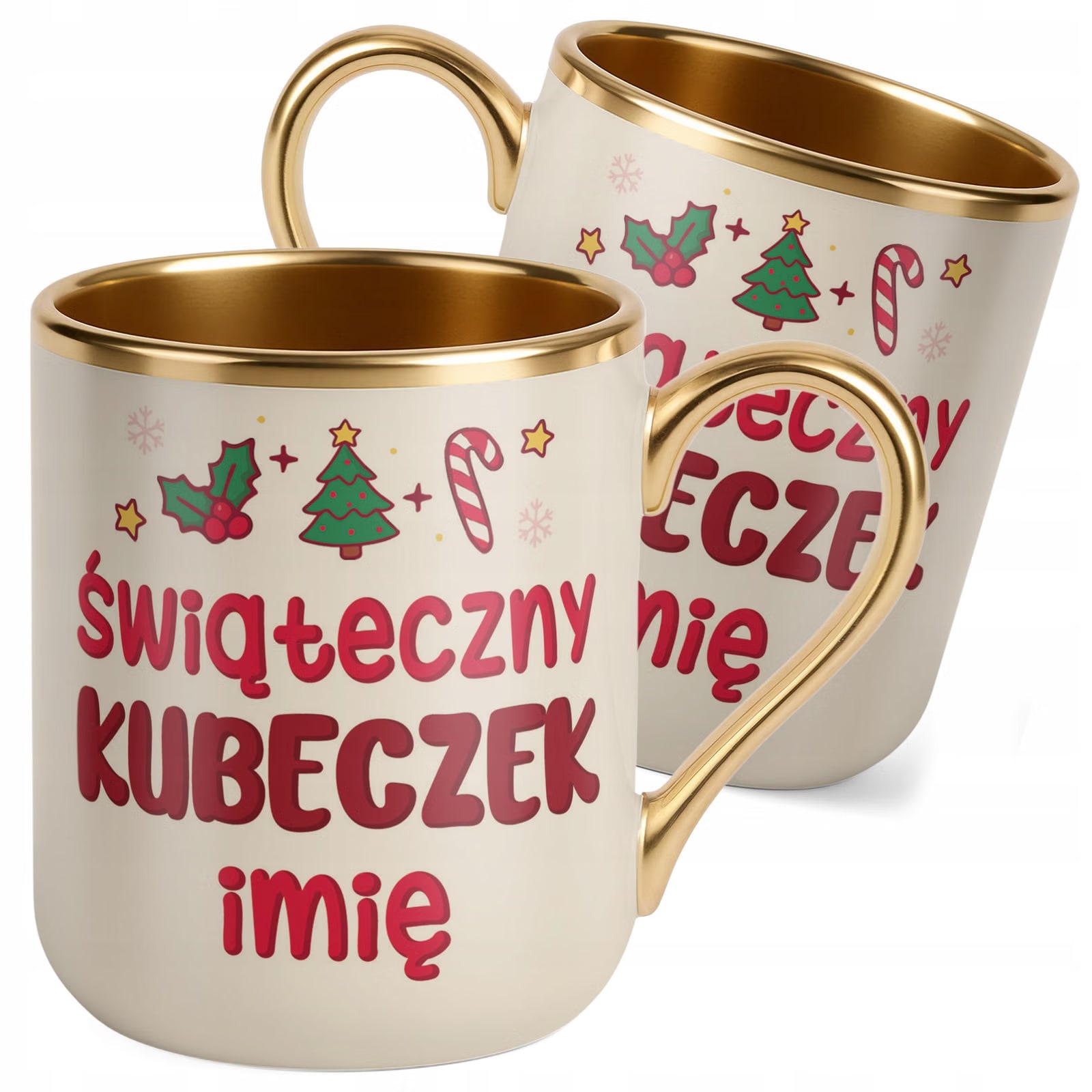 Kubek Personalizowany Premium Złoty Ecru Boże Narodzenie Święta Prezent