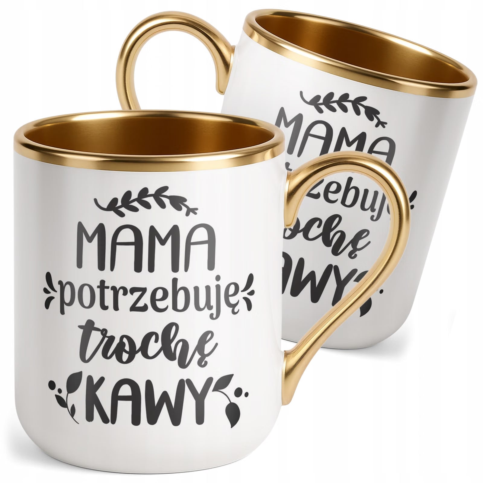 Kubek Premium Złoty Dzień Matki Dla Mamy Prezent Potrzebuję Trochę Kawy