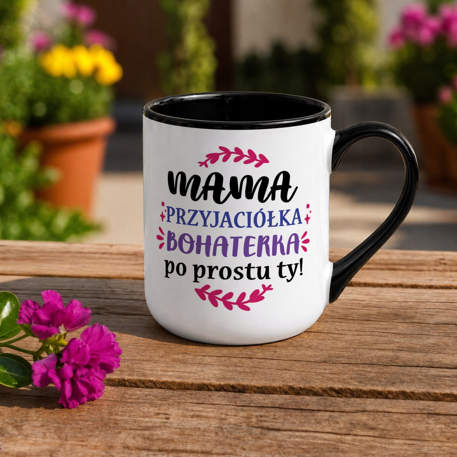 Kubek z nadrukiem Premium Czarny Dla Mamy Dzień Matki Upominek Prezent