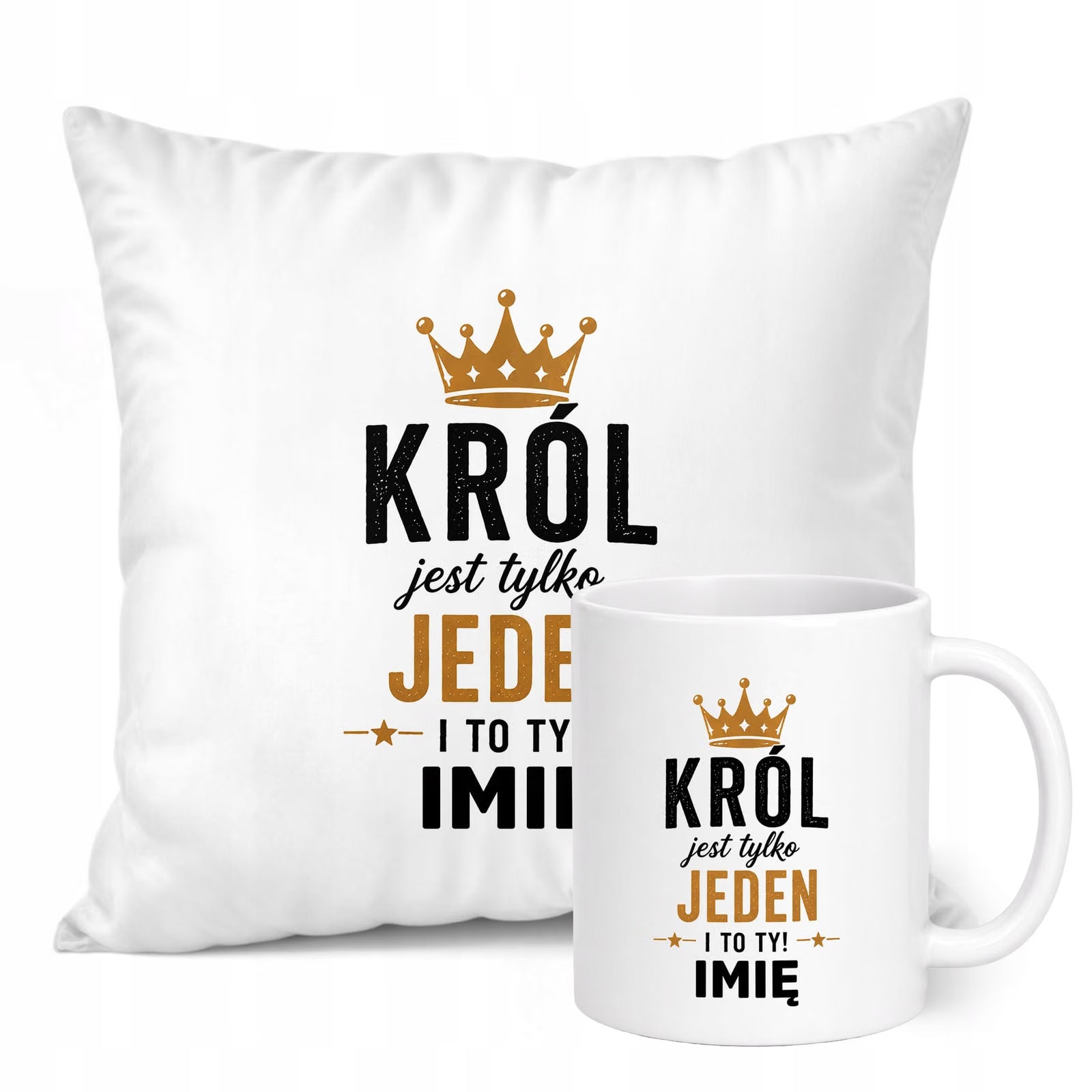 Zestaw Personalizowany Kubek Biały Poduszka Dzień Chłopaka Z Nadrukiem