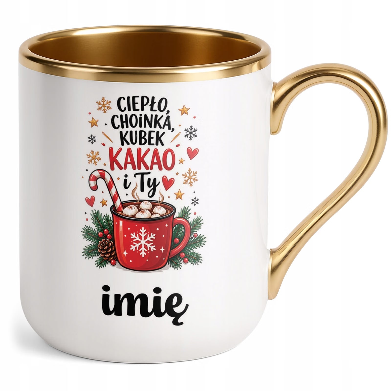 Kubek Personalizowany Premium Złoty Boże Narodzenie Święta Prezent