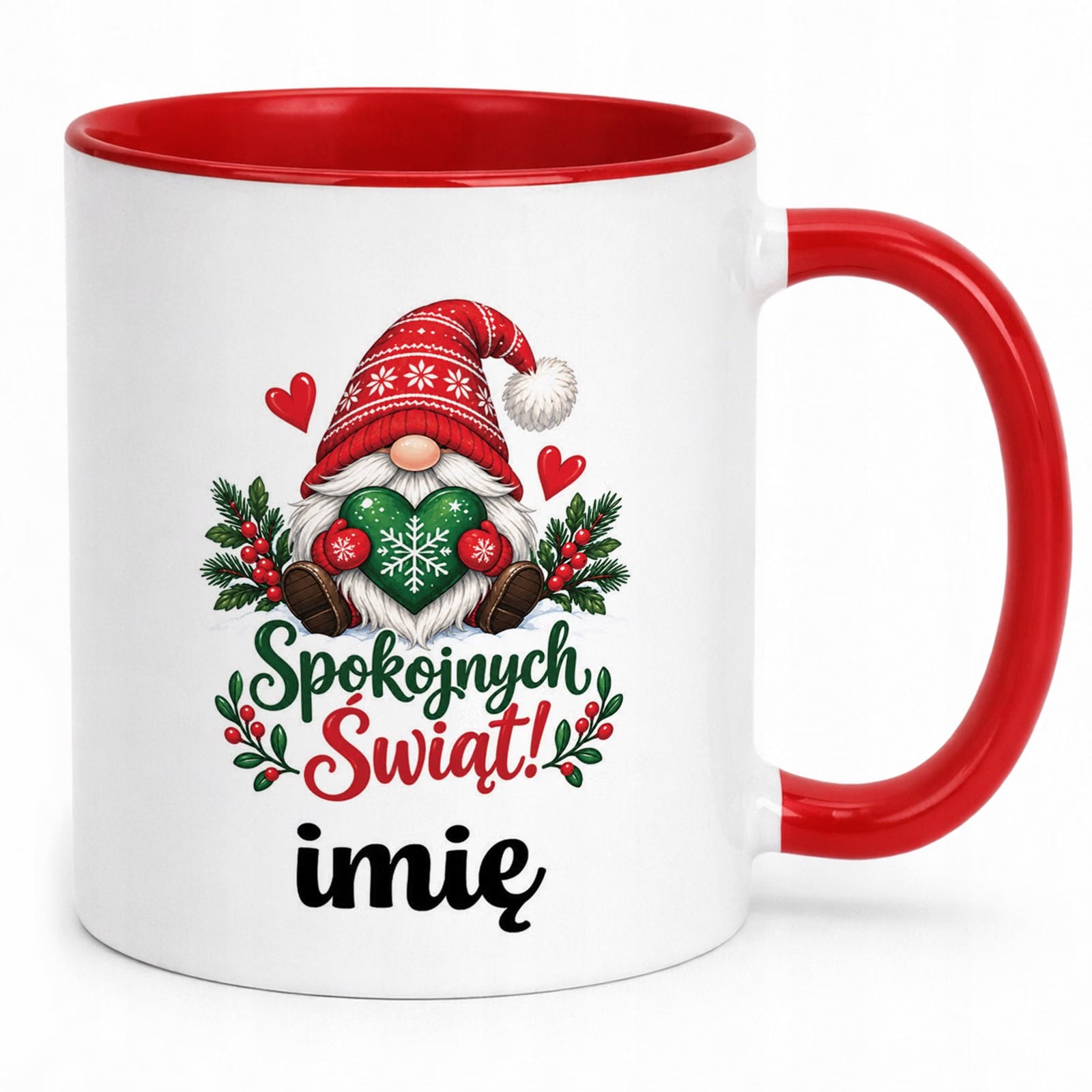 Kubek Czerwony Personalizowany z Nadrukiem Boże Narodzenie Święta Prezent