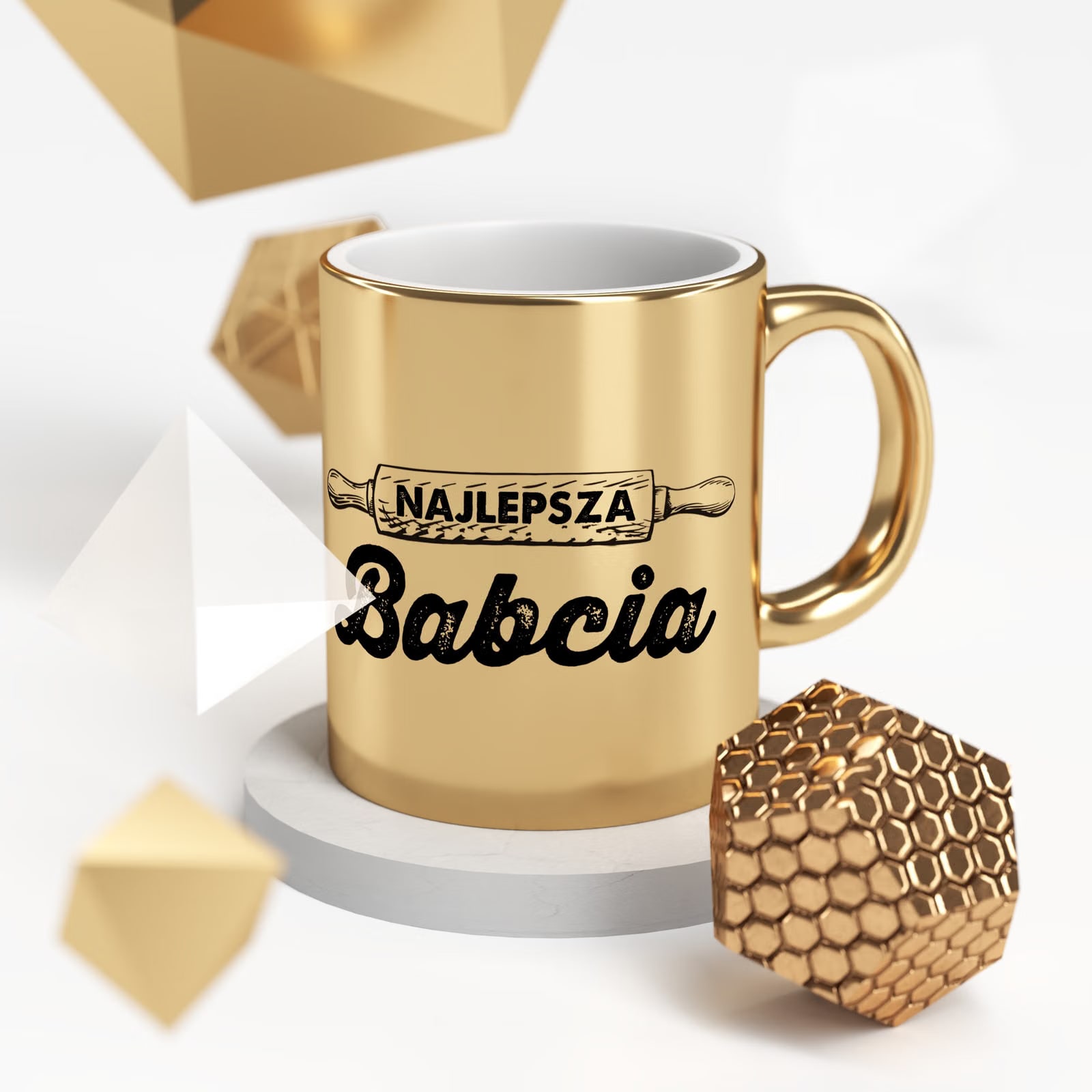 Kubek ceramiczny Złoty 330 ml Dzień Babci Prezent Upominek Najlepsza Babcia