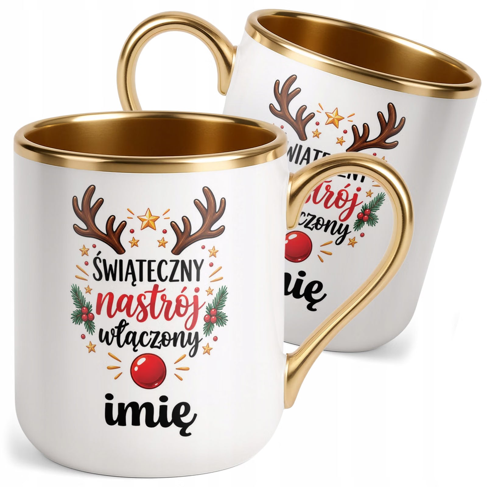 Kubek Personalizowany Premium Złoty Boże Narodzenie Święta Prezent